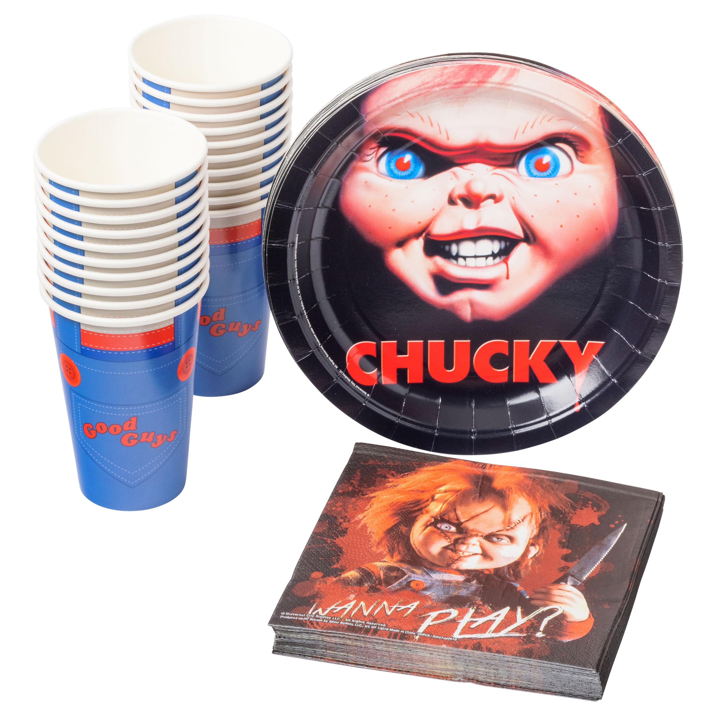 Foto 2 pulgar | Platos para Fiestas Silver Buffalo Chucky's Face 60 Piezas - Venta Internacional