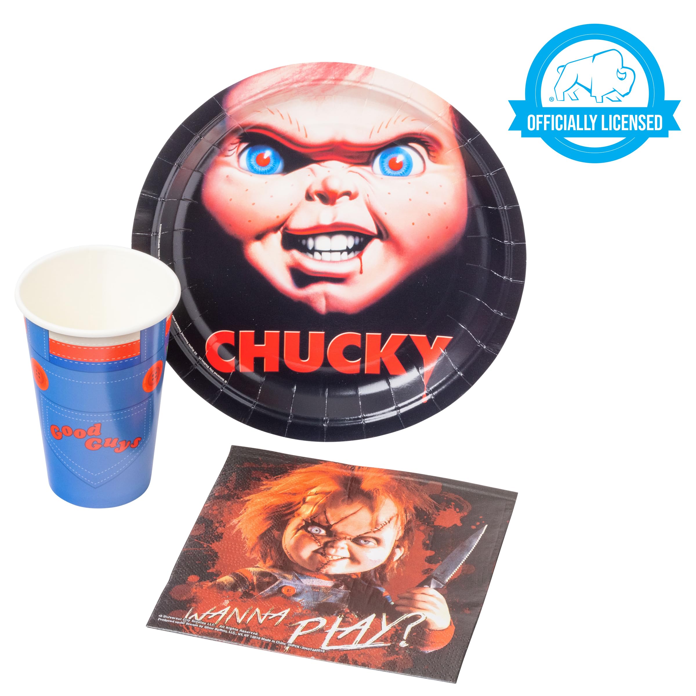 Foto 4 pulgar | Platos para Fiestas Silver Buffalo Chucky's Face 60 Piezas - Venta Internacional