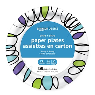 Foto 1 | Platos De Papel Amazon Basics, Ultra Desechables, 22 Cm, 120 Unidades - Venta Internacional.
