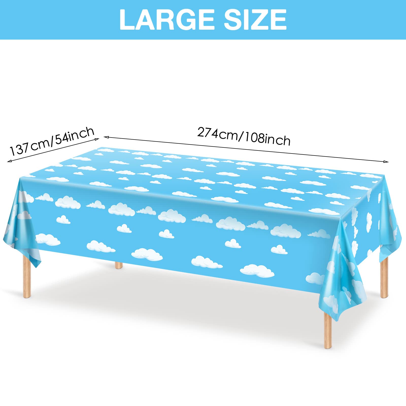 Foto 2 | Mantel Party Supplies Tatuo, Azul Cielo, Nubes Blancas, 137 X 274 Cm - Venta Internacional.