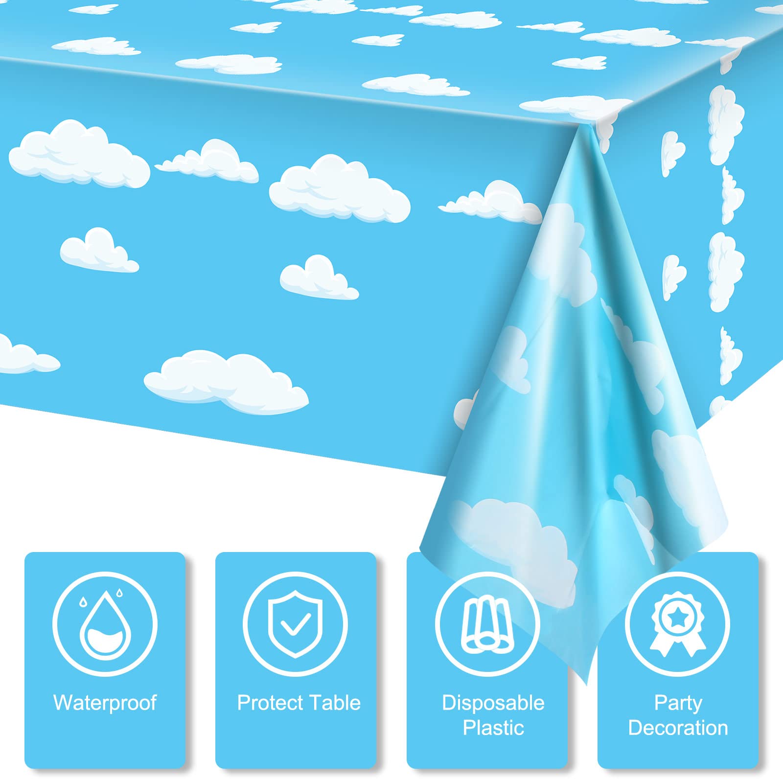 Foto 4 pulgar | Mantel Party Supplies Tatuo, Azul Cielo, Nubes Blancas, 137 X 274 Cm - Venta Internacional.