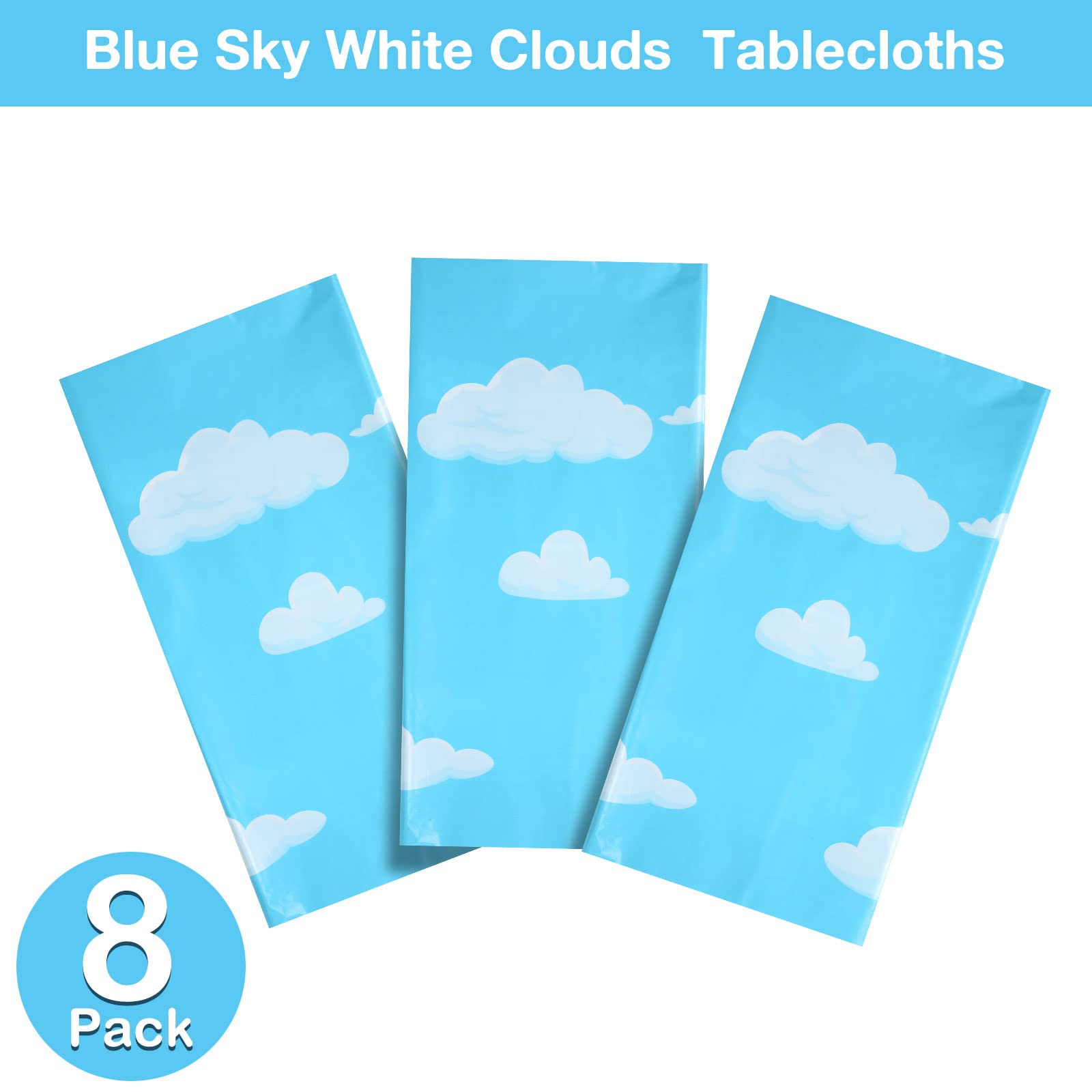 Foto 5 pulgar | Mantel Party Supplies Tatuo, Azul Cielo, Nubes Blancas, 137 X 274 Cm - Venta Internacional.