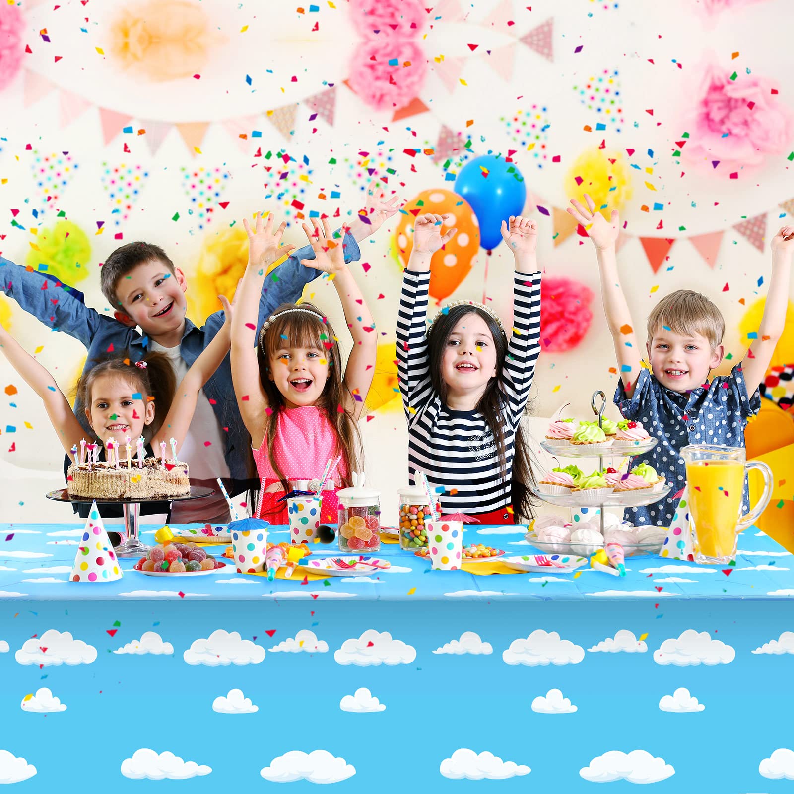 Foto 7 pulgar | Mantel Party Supplies Tatuo, Azul Cielo, Nubes Blancas, 137 X 274 Cm - Venta Internacional.