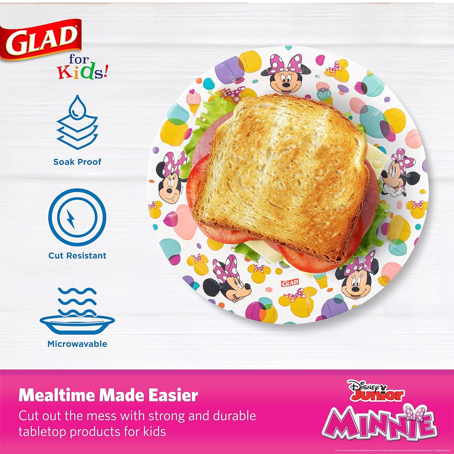 Foto 3 | Platos De Papel Glad For Kids Disney Mickey & Friends, 21 Cm, 24 Unidades - Venta Internacional.