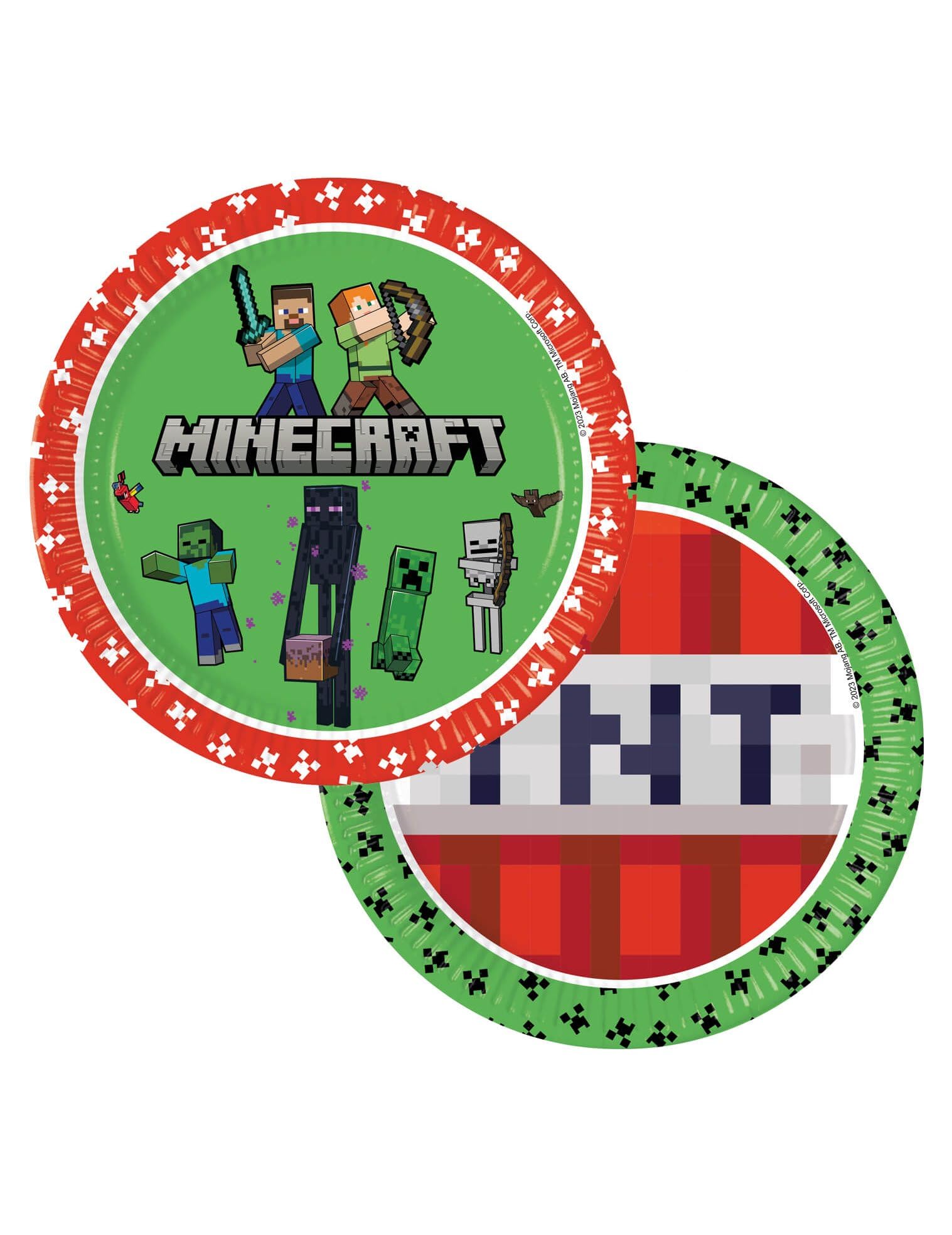 Foto 2 pulgar | Set De Platos De Fiesta Procos Minecraft 8 Unidades De 23 Cm De Diámetro - Venta Internacional.