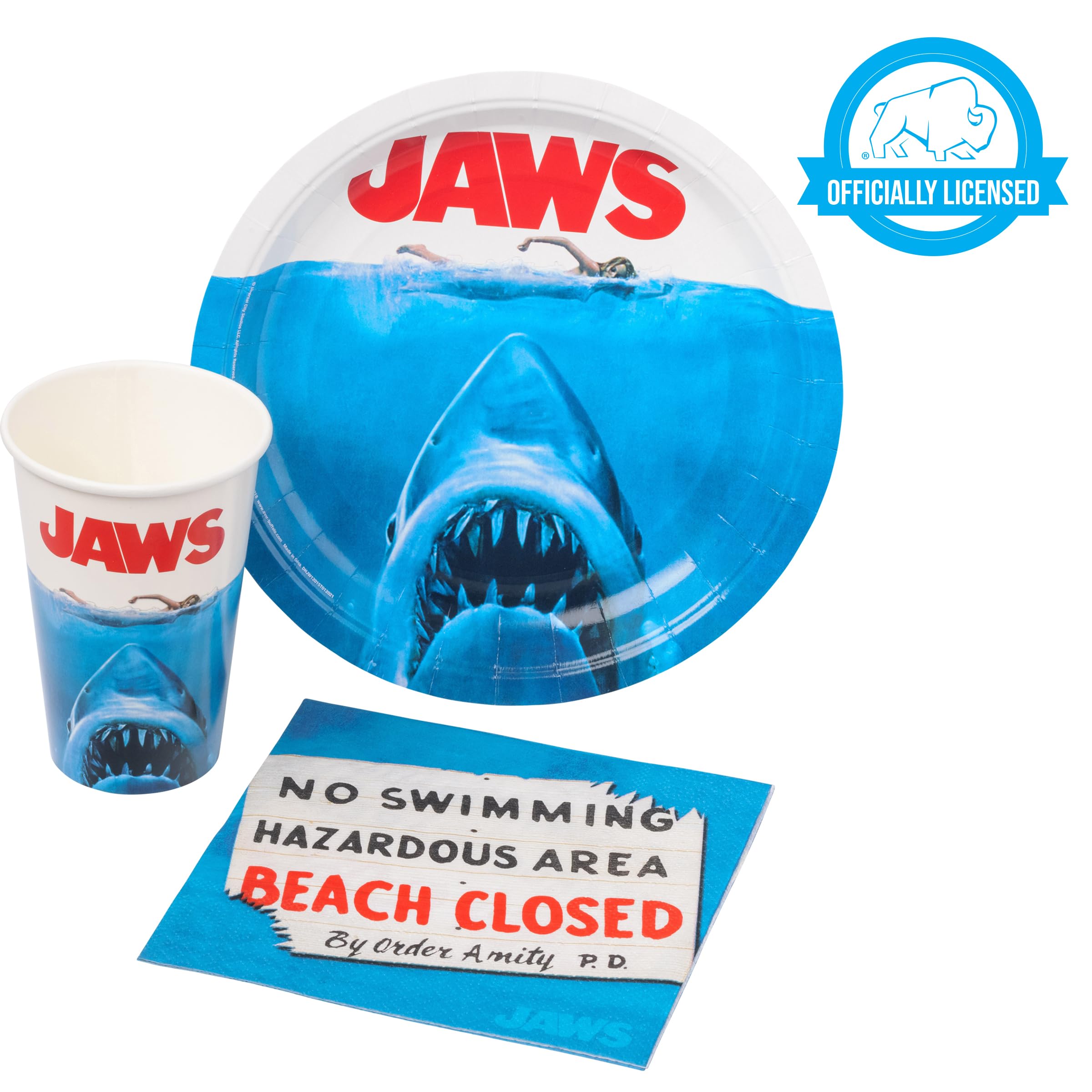 Foto 4 pulgar | Juego De Artículos De Fiesta Silver Buffalo Jaws, Paquete De 60 Con Platos, Servilletas Y Tazas - Venta Internacional.