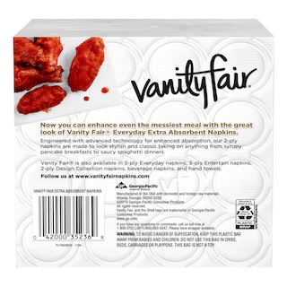 Foto 7 | Servilleta De Papel Vanity Fair Extra Absorbente 640 Dinner, 13 X 12,7 Cm - Venta Internacional.