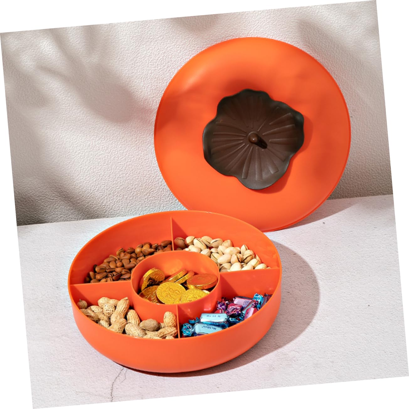 Foto 7 | Bandeja Para Servir Aperitivos Feltechelectr Dividida Con Tapa Naranja Pp - Venta Internacional.
