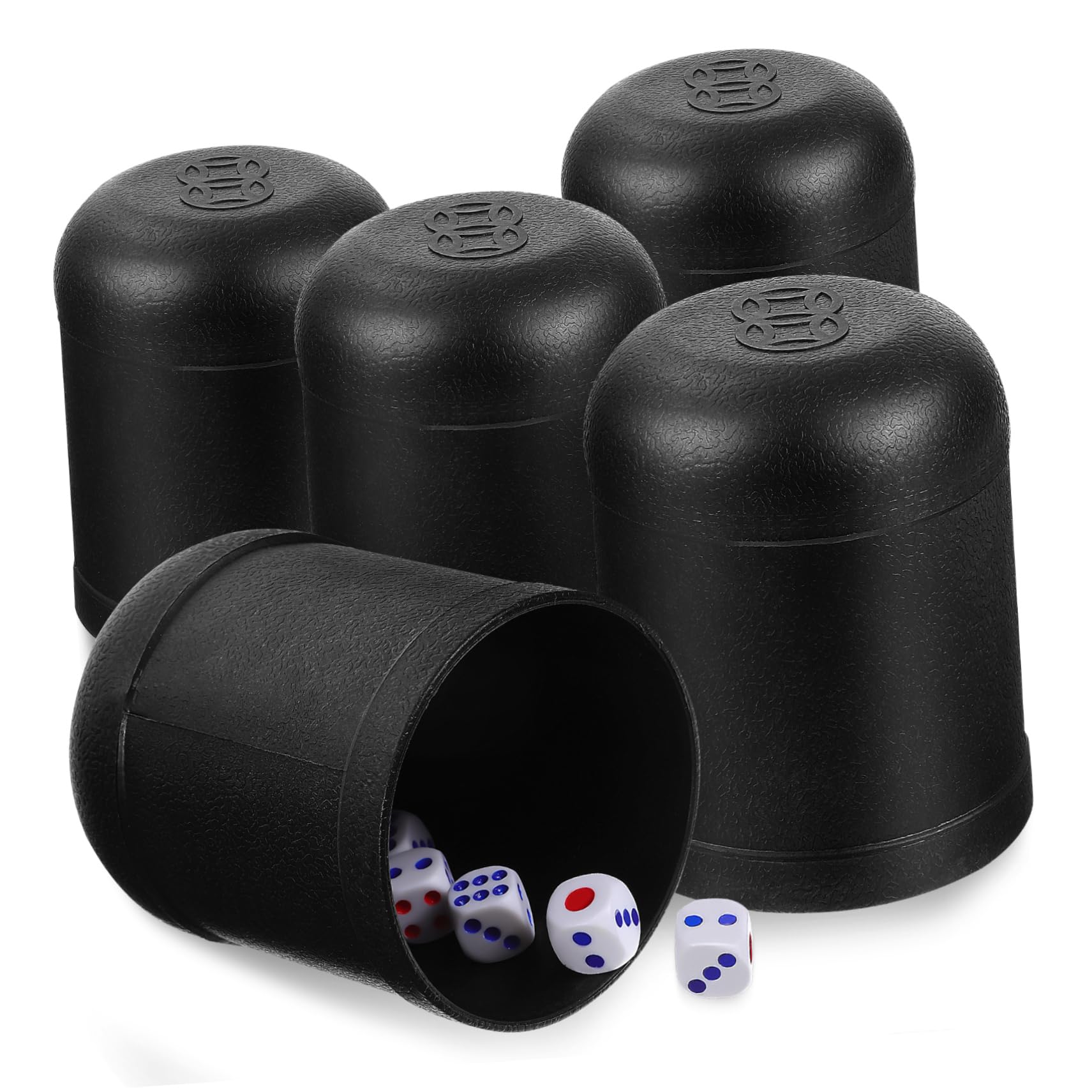 Foto 2 pulgar | Juego De Tazas Para Dados Feltechelectr, 5 Juegos Con 25 Dados De Plástico Negro - Venta Internacional.