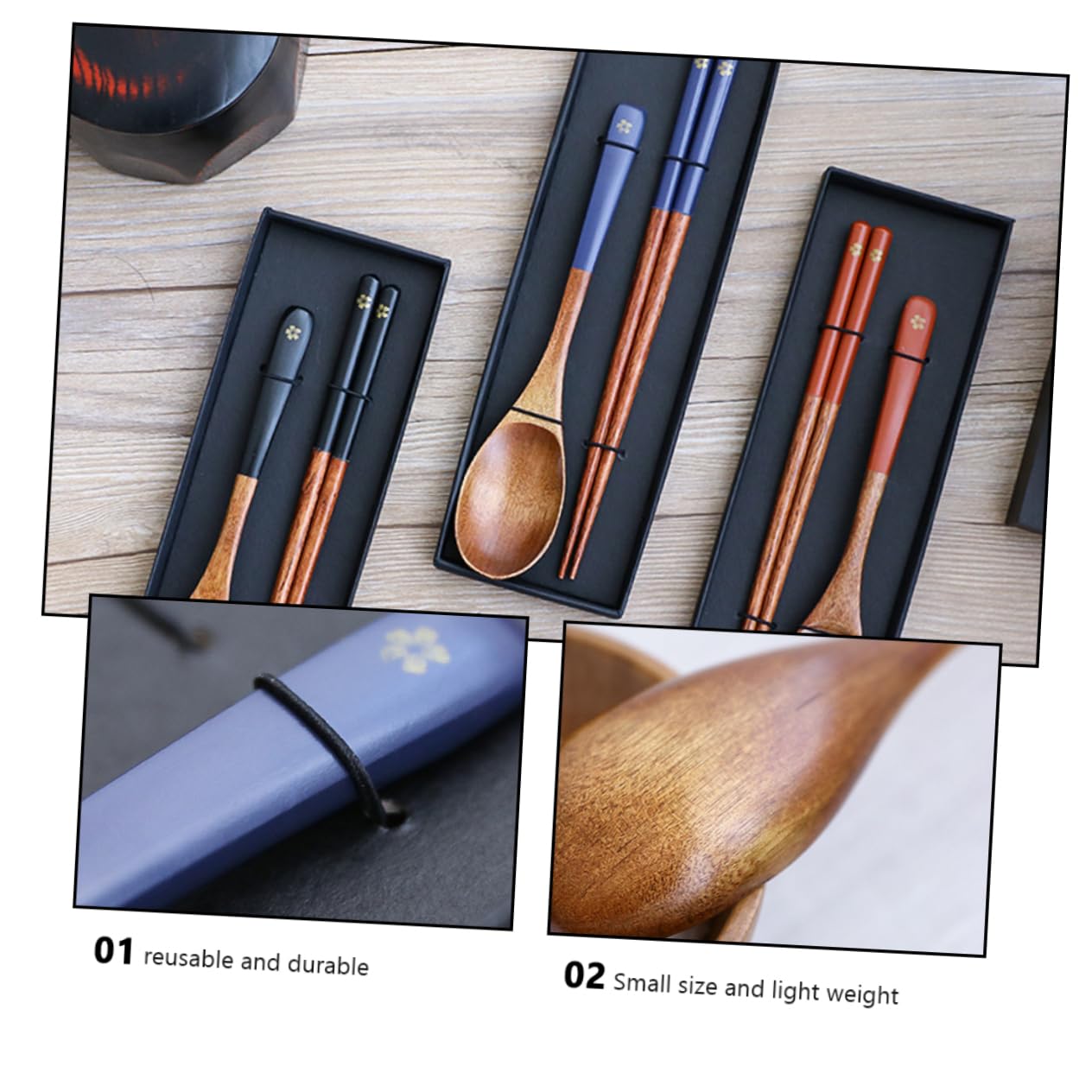 Foto 3 pulgar | Juego De Cubiertos Feltechelectr, Cucharas De Madera De Estilo Japonés, 3 Juegos - Venta Internacional.