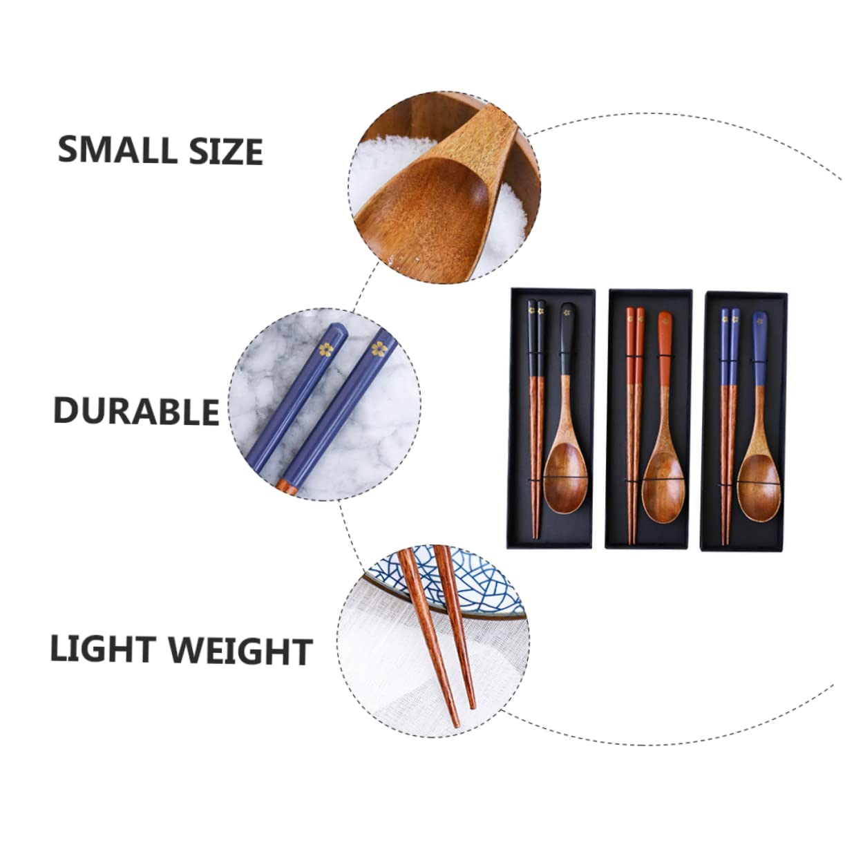 Foto 6 pulgar | Juego De Cubiertos Feltechelectr, Cucharas De Madera De Estilo Japonés, 3 Juegos - Venta Internacional.