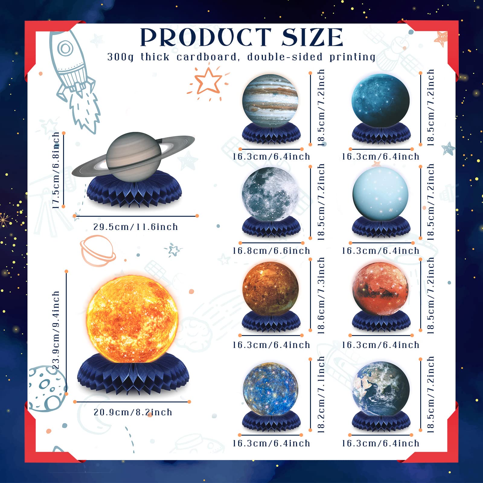Foto 2 | Suministros Para Fiestas, Tema Del Sistema Solar Espacial Eersida X10 - Venta Internacional.