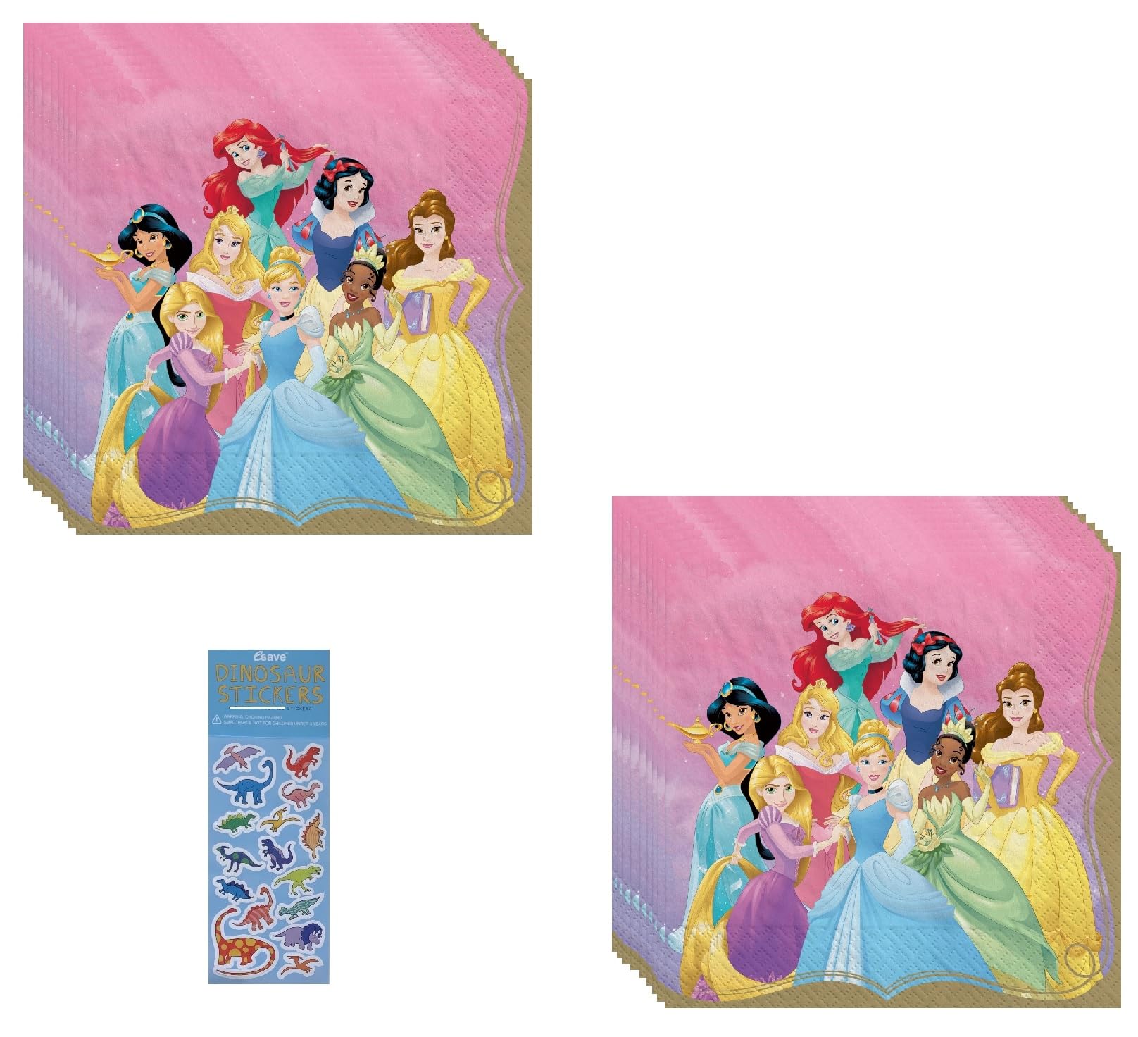 Foto 5 | Paquete De Artículos Para Fiestas, 32 Servilletas Para Cumpleaños De Princesas De Disney - Venta Internacional.