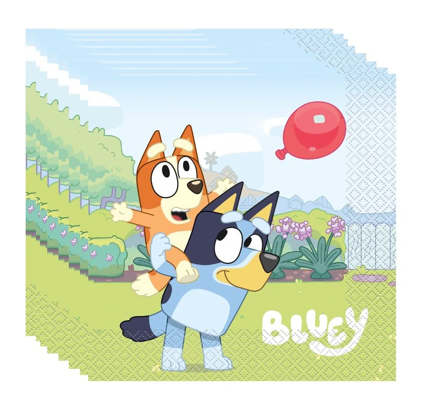 Foto 3 | Paquete De Artículos De Fiesta Bluey Dog Birthday Con 32 Servilletas - Venta Internacional.