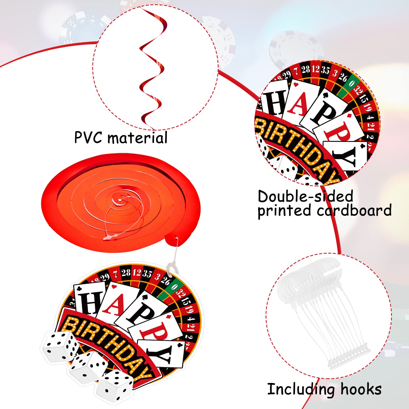 Foto 4 pulgar | Decoraciones De Fiesta Con Tema De Póker Outus Casino, 17 Piezas - Venta Internacional.
