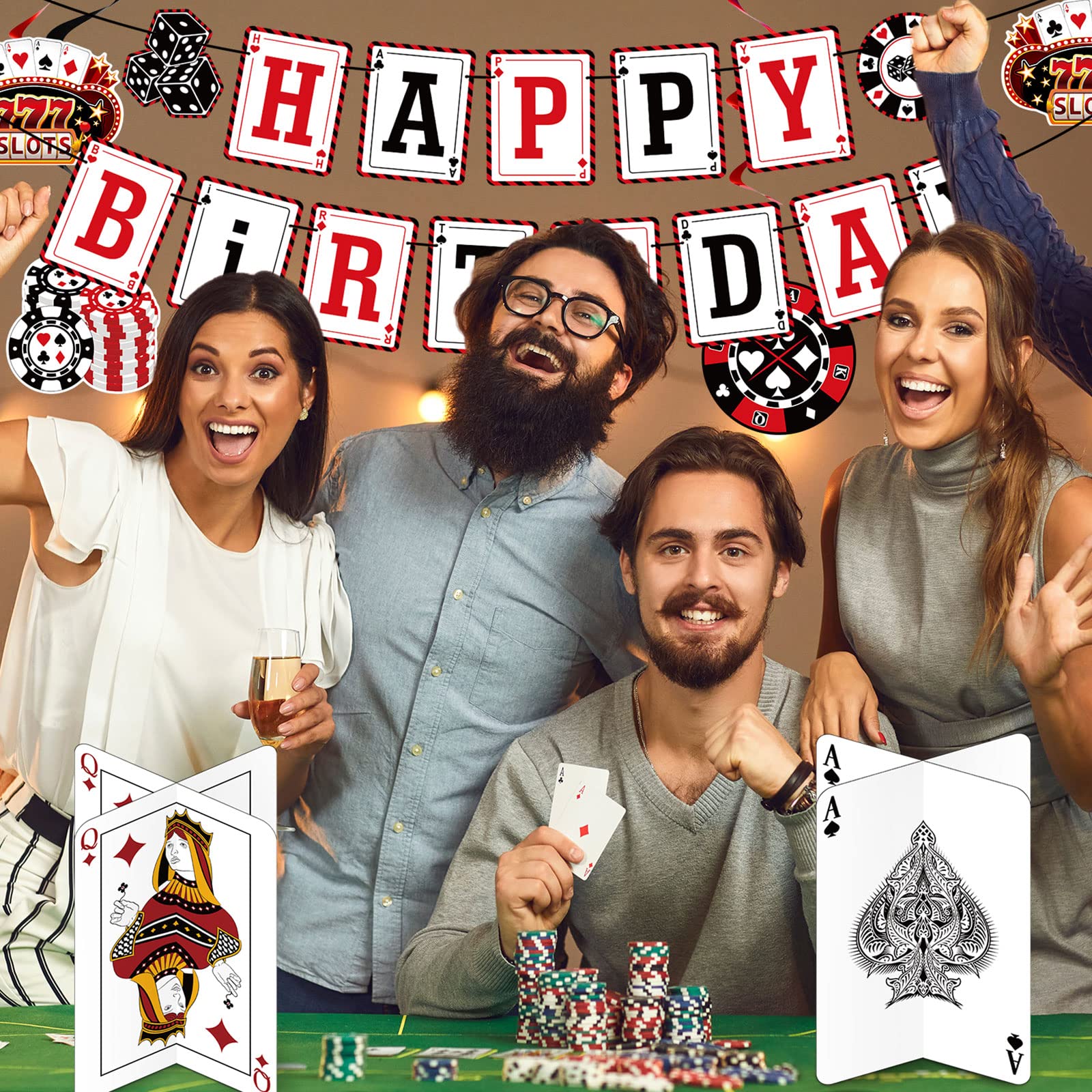 Foto 5 | Decoraciones De Fiesta Con Tema De Póker Outus Casino, 17 Piezas - Venta Internacional.
