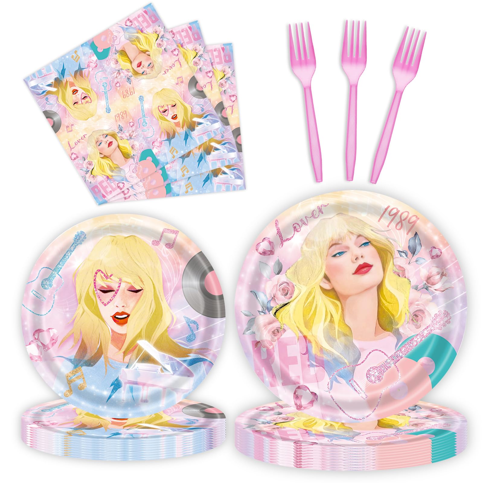 Juego De Vajilla De Fiesta Fesciory Birthday Serves, 24 Con Platos - Venta Internacional.