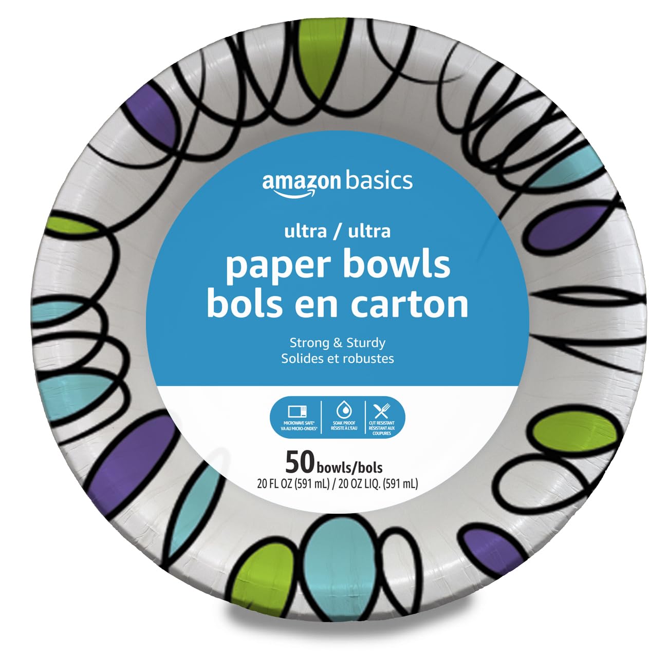 Cuencos De Papel Amazon Basics Ultra, 590 Ml, Desechables, 50 Unidades - Venta Internacional.