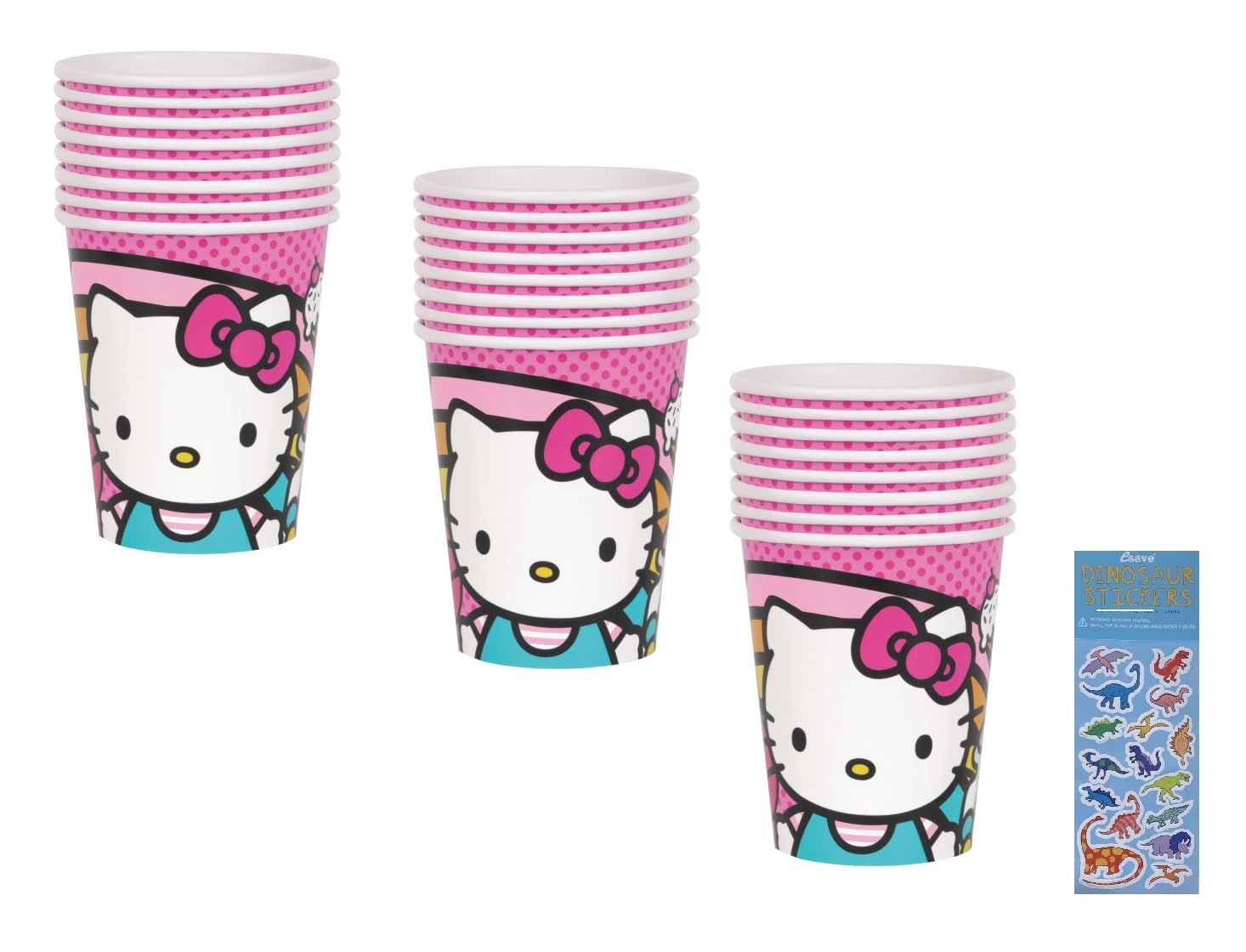 Foto 2 pulgar | Paquete De Artículos Para Fiestas Único De Hello Kitty Con 24 Vasos De Papel - Venta Internacional.