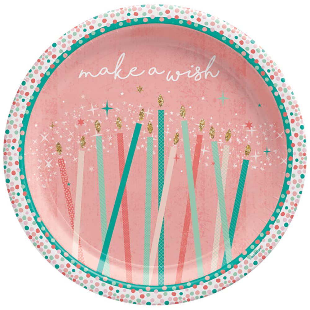 Plato Amscan Happy Cake Day De 7 Pulgadas De Diámetro, Rosa (paquete De 8) - Venta Internacional.