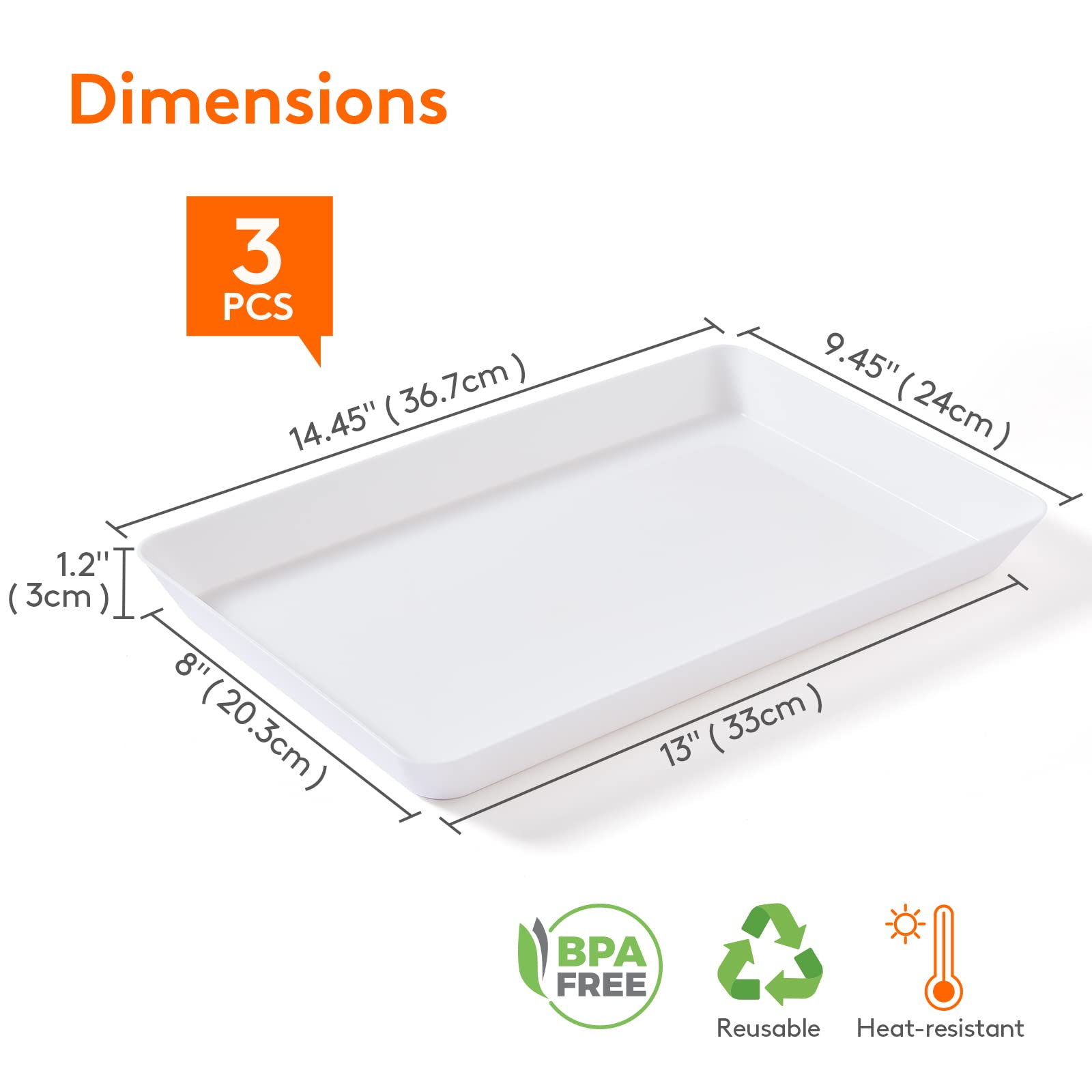 Foto 3 pulgar | Bandeja Para Servir Lifewit De Plástico, 3 Unidades, Blanca, Para Fiestas, 38 X 25 Cm - Venta Internacional.