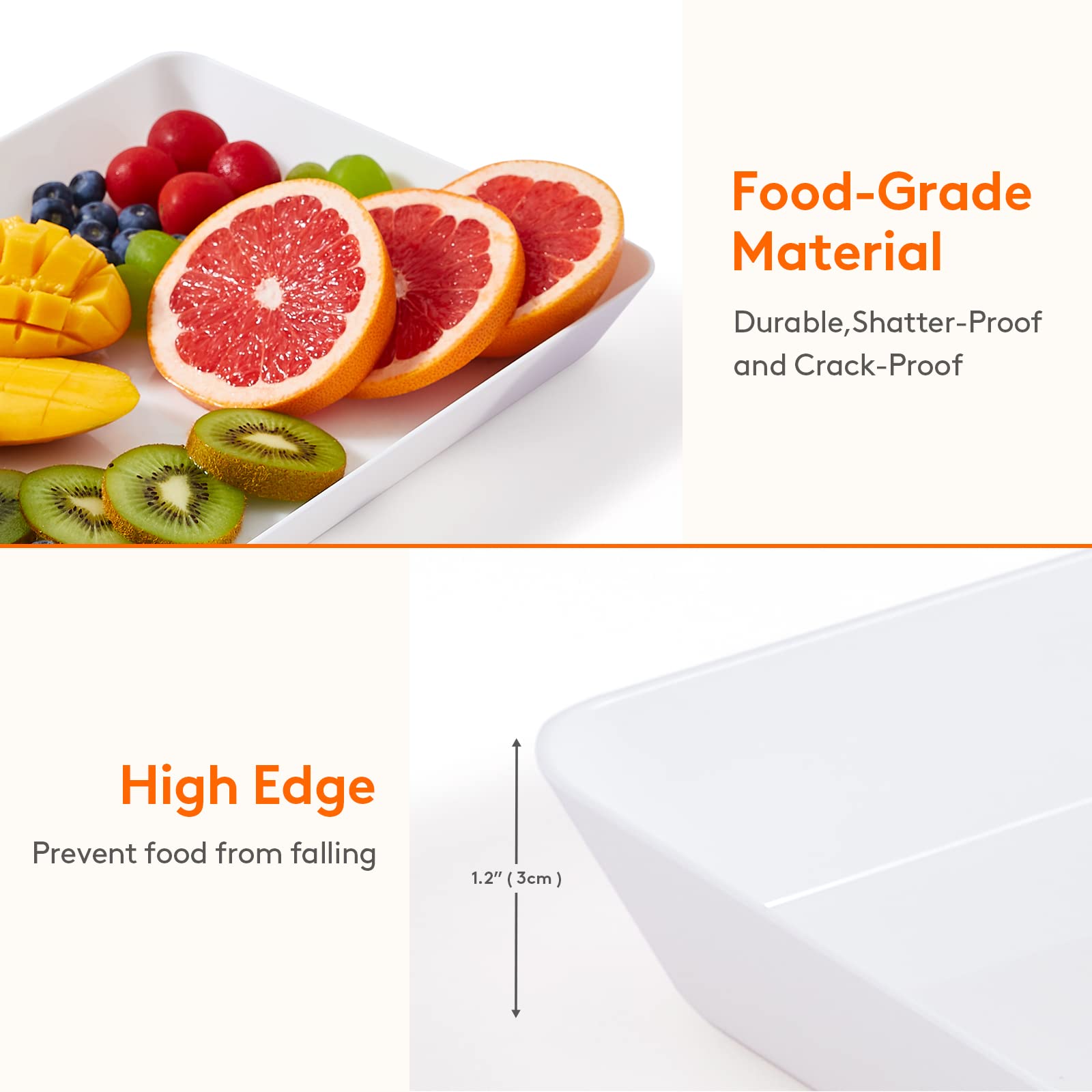 Foto 3 | Bandeja Para Servir Lifewit De Plástico, 3 Unidades, Blanca, Para Fiestas, 38 X 25 Cm - Venta Internacional.