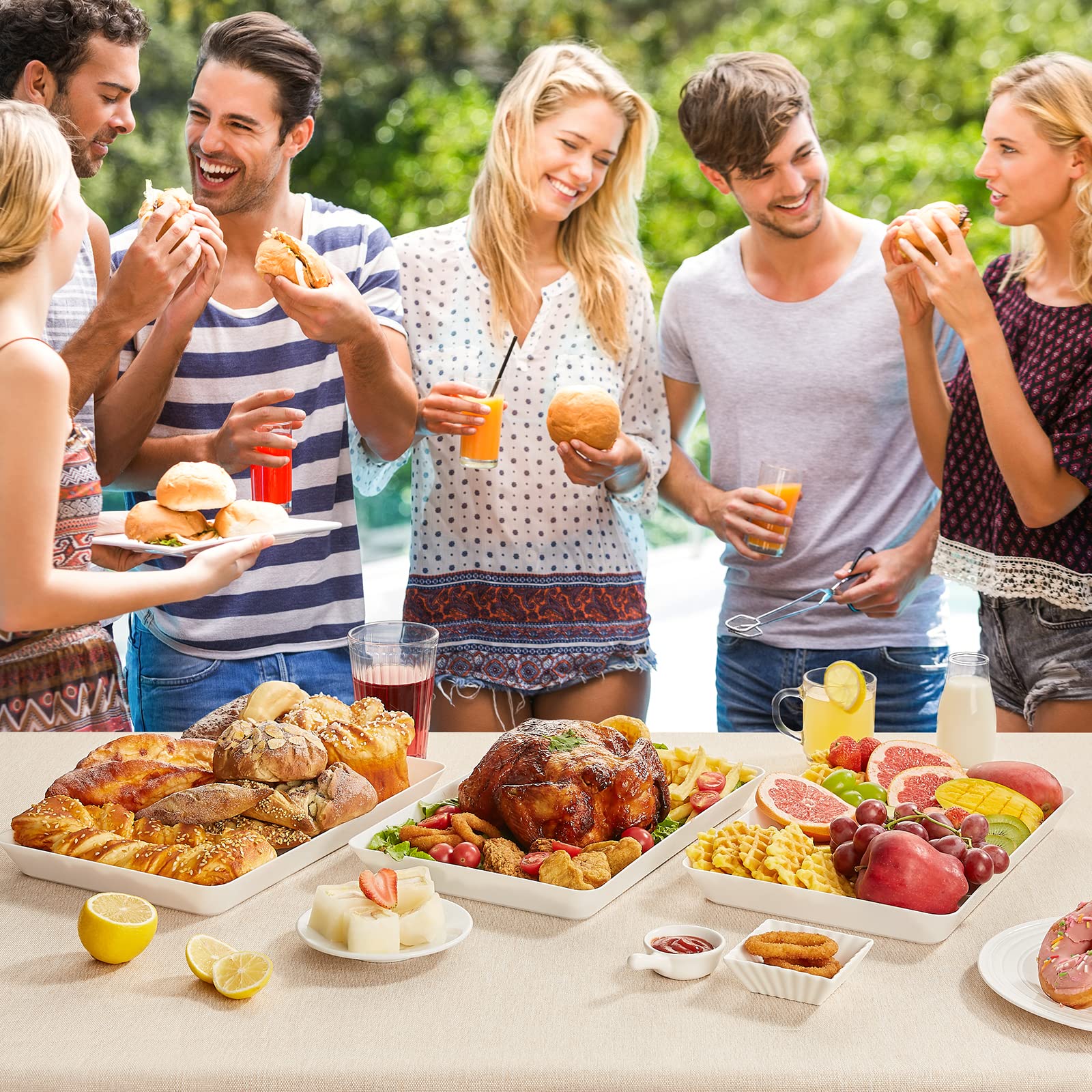 Foto 5 pulgar | Bandeja Para Servir Lifewit De Plástico, 3 Unidades, Blanca, Para Fiestas, 38 X 25 Cm - Venta Internacional.