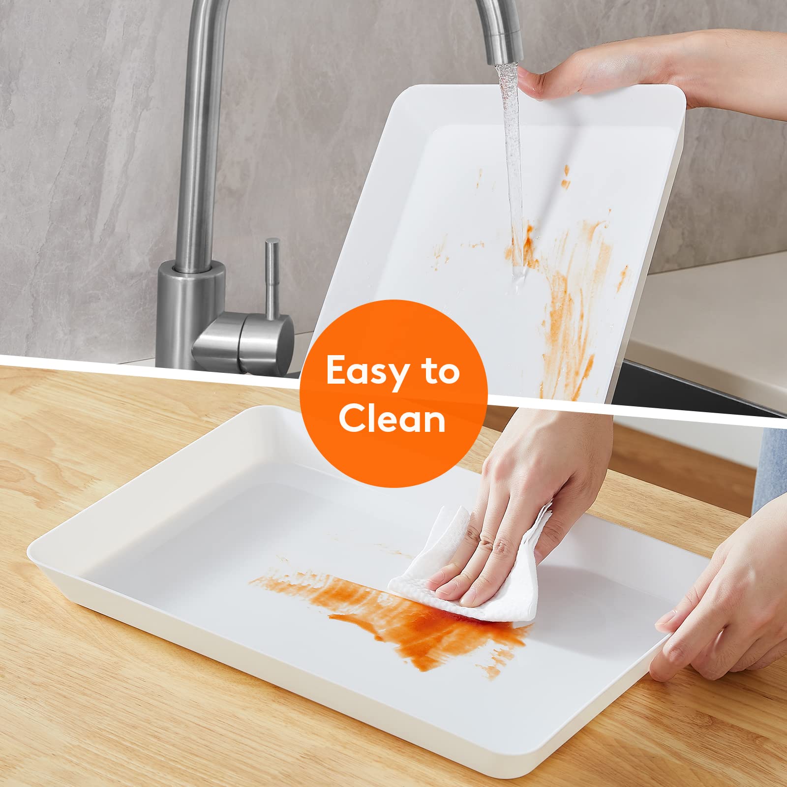 Foto 5 | Bandeja Para Servir Lifewit De Plástico, 3 Unidades, Blanca, Para Fiestas, 38 X 25 Cm - Venta Internacional.
