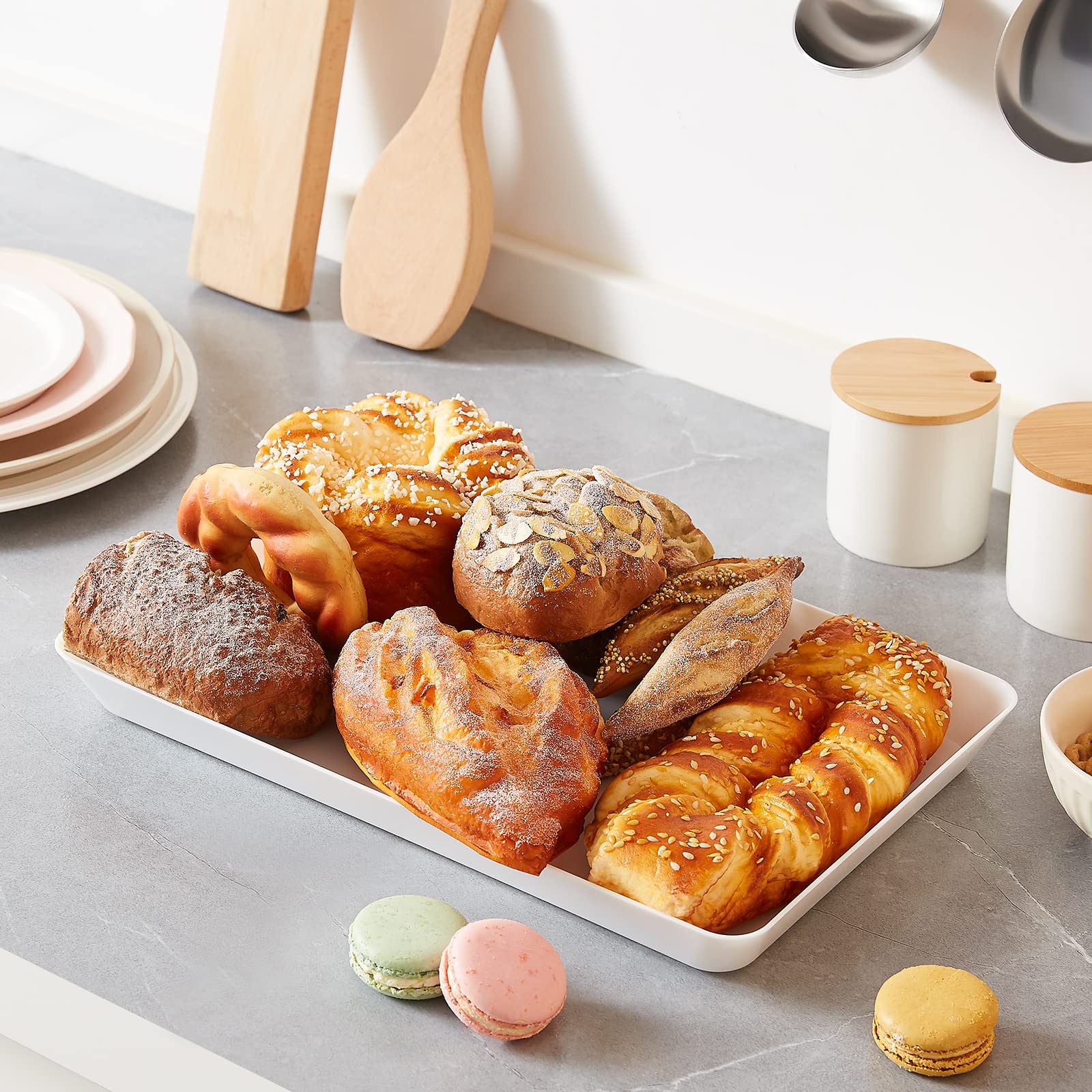 Foto 6 | Bandeja Para Servir Lifewit De Plástico, 3 Unidades, Blanca, Para Fiestas, 38 X 25 Cm - Venta Internacional.