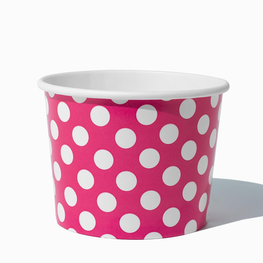 50pz Vaso Helado Postre Cupcake Desechable 150ml Aleissi 701404 Rosa Puntos