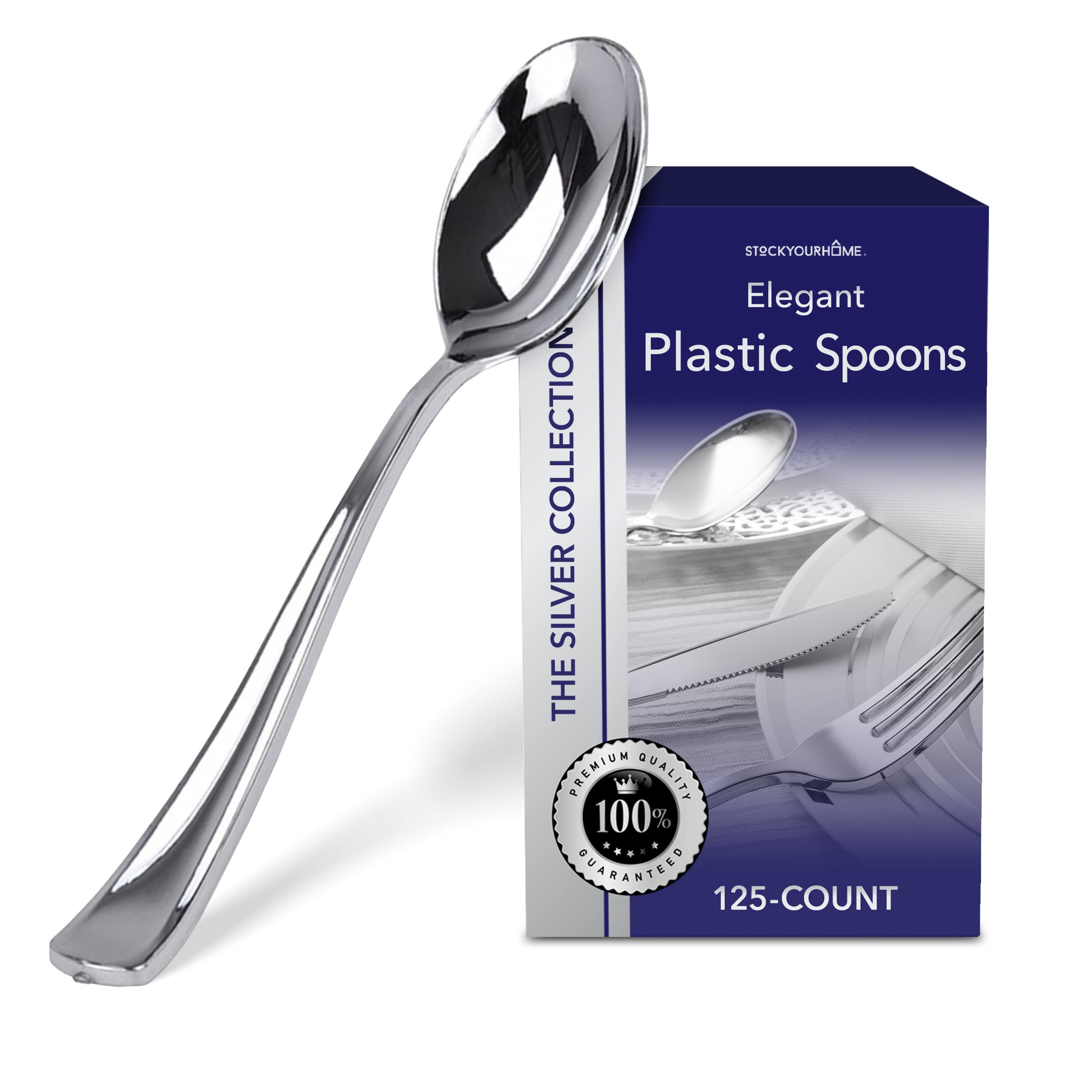 Cucharas Desechables De Plástico Stock Your Home 125 Silver (sin Bpa) - Venta Internacional.