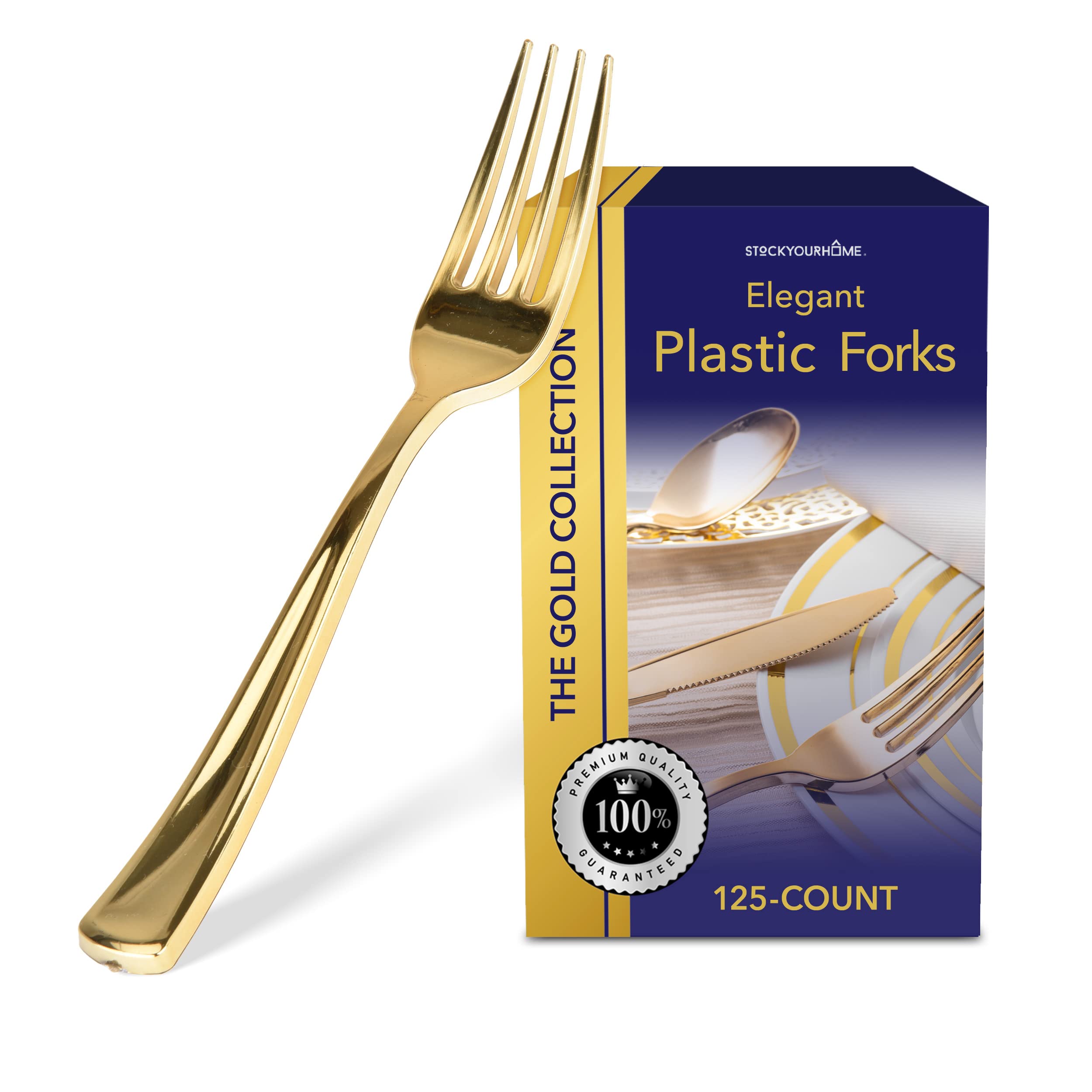 Foto 1 | Tenedores Desechables De Plástico Stock Your Home 125 Gold (18 Cm) - Venta Internacional.