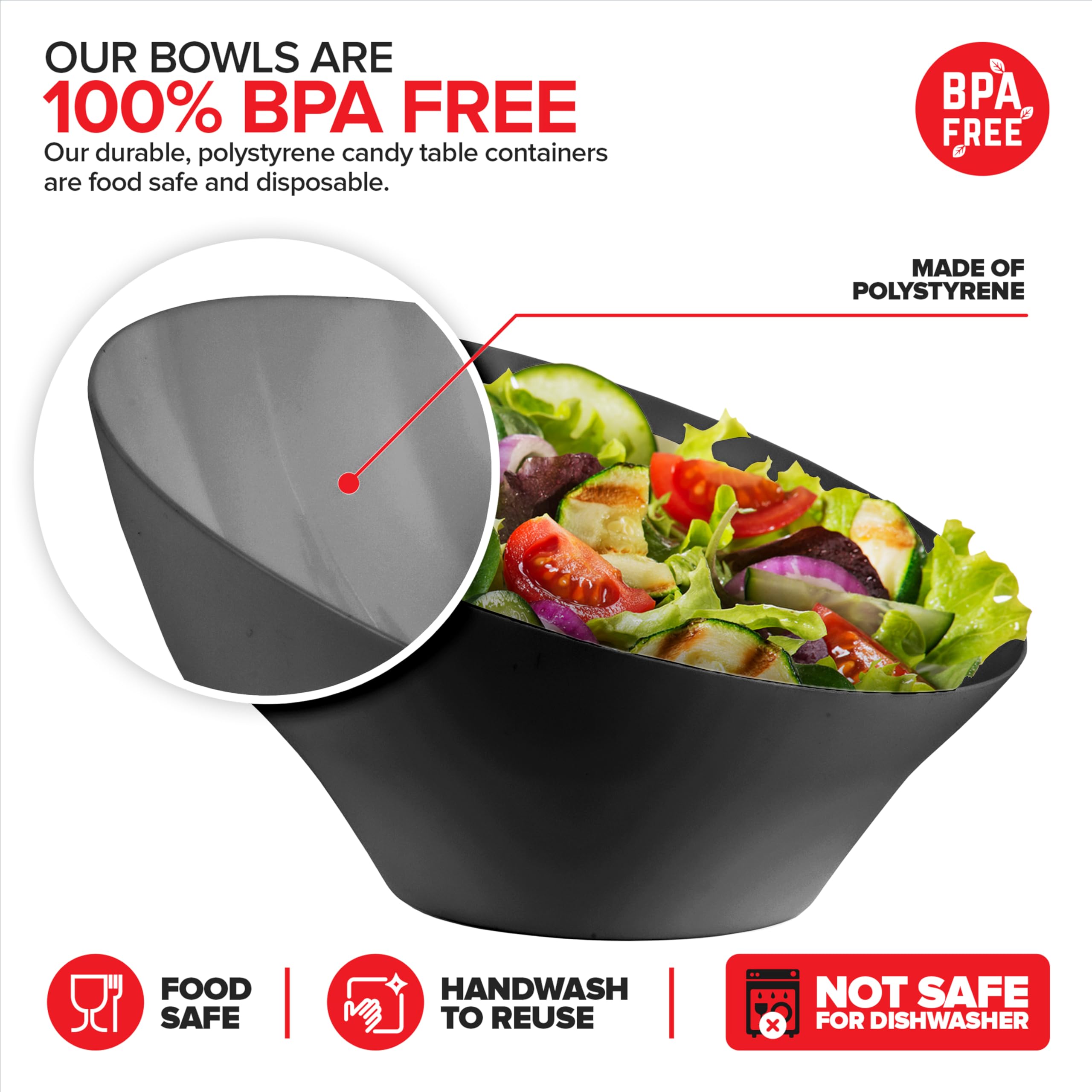 Foto 4 pulgar | Cuencos Para Servir Stock Your Home De Plástico Negro De 1600 Ml (paquete De 4) - Venta Internacional.