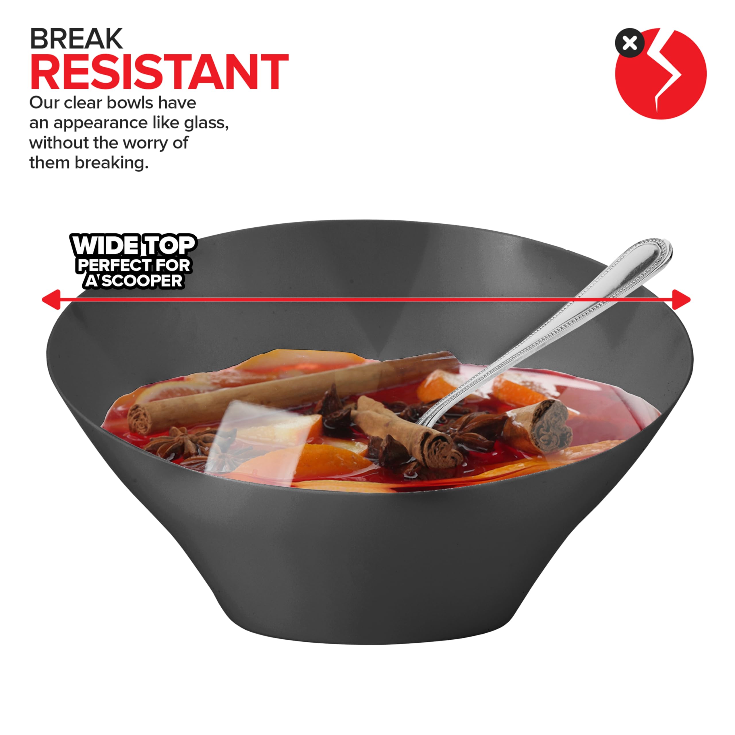Foto 4 | Cuencos Para Servir Stock Your Home De Plástico Negro De 1600 Ml (paquete De 4) - Venta Internacional.