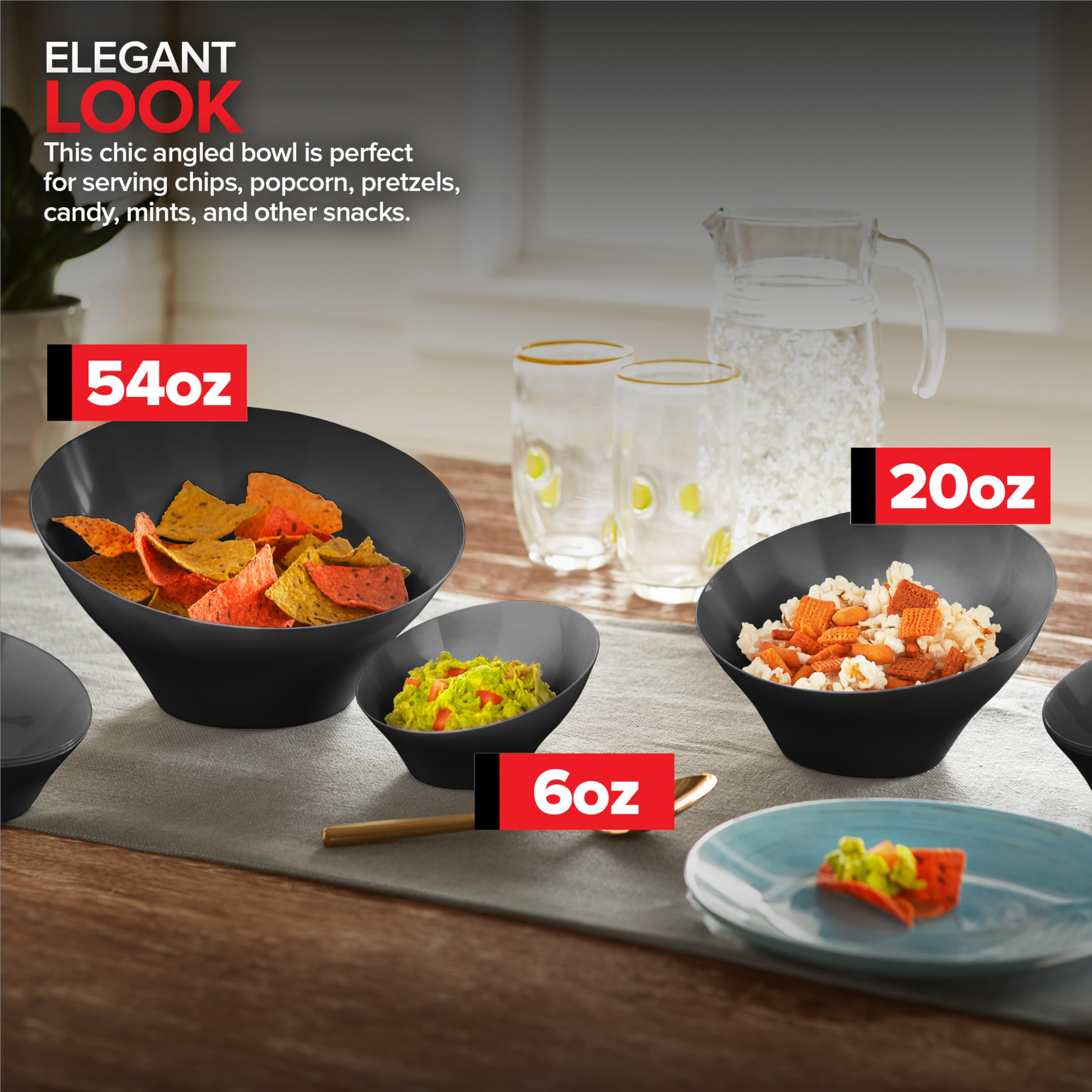 Foto 5 | Cuencos Para Servir Stock Your Home De Plástico Negro De 1600 Ml (paquete De 4) - Venta Internacional.