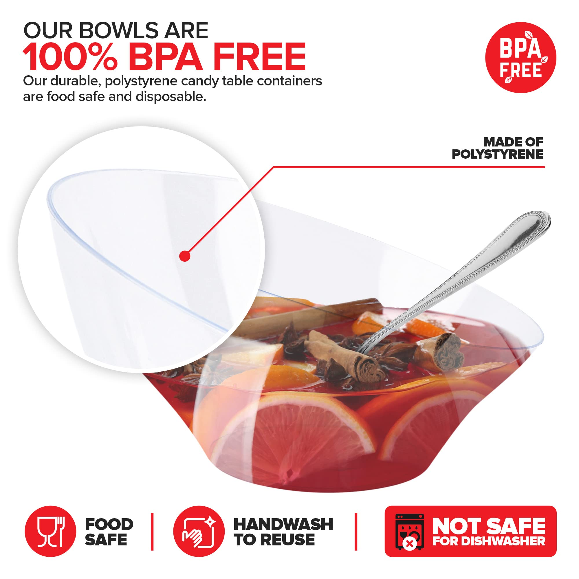 Foto 4 pulgar | Cuencos Para Servir Stock Your Home De Plástico Transparente De 1600 Ml (paquete De 4) - Venta Internacional.
