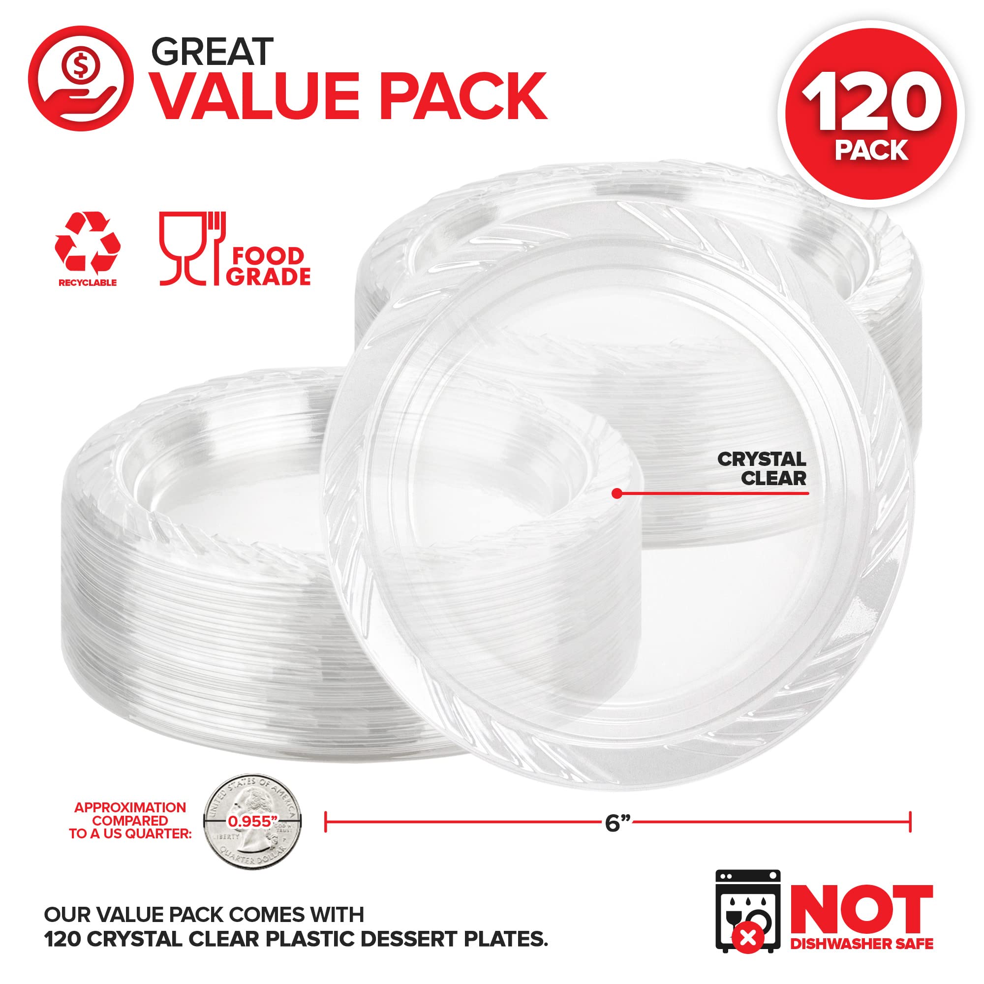 Foto 3 pulgar | Platos De Postre Stock Your Home, Plástico Transparente, 15 Cm, Paquete De 120 - Venta Internacional.
