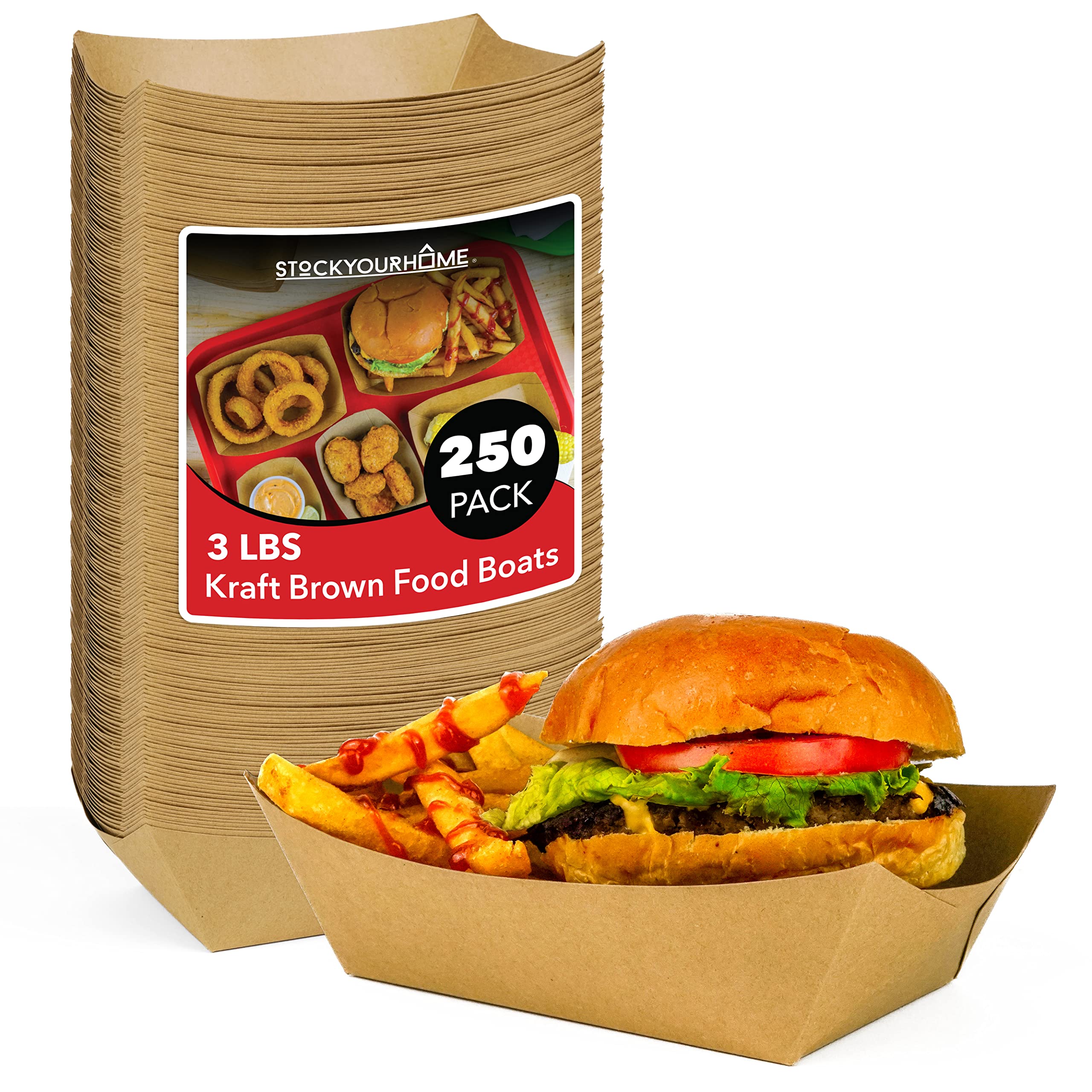 Foto 1 | Bandejas De Comida Stock Your Home, Papel Kraft Marrón Desechable De 3 Libras - Venta Internacional.