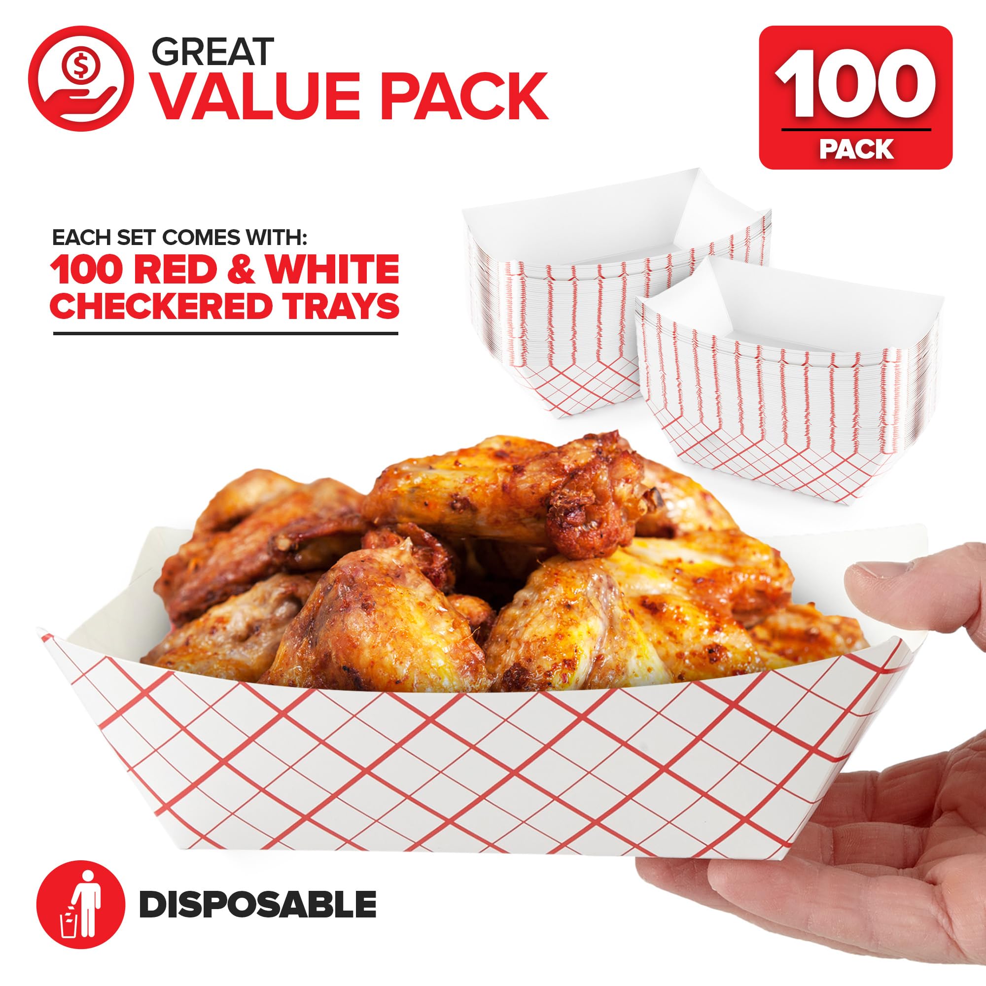 Foto 3 pulgar | Bandeja de Papel para Comida Stock Your Home a Cuadros 100 Piezas - Venta Internacional