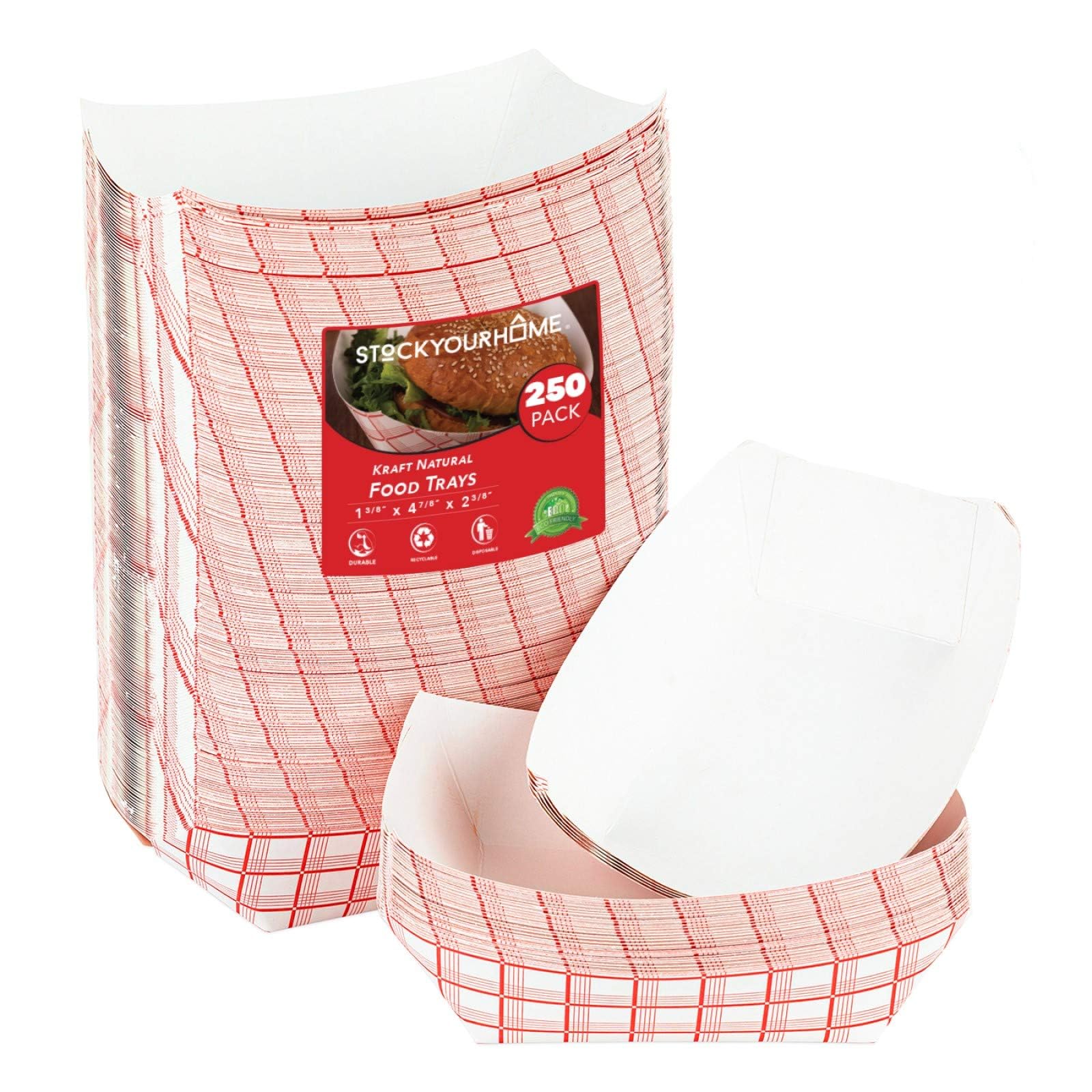 Foto 1 | Bandejas de Papel para Comida Stock Your Home a Cuadros 250 Piezas - Venta Internacional