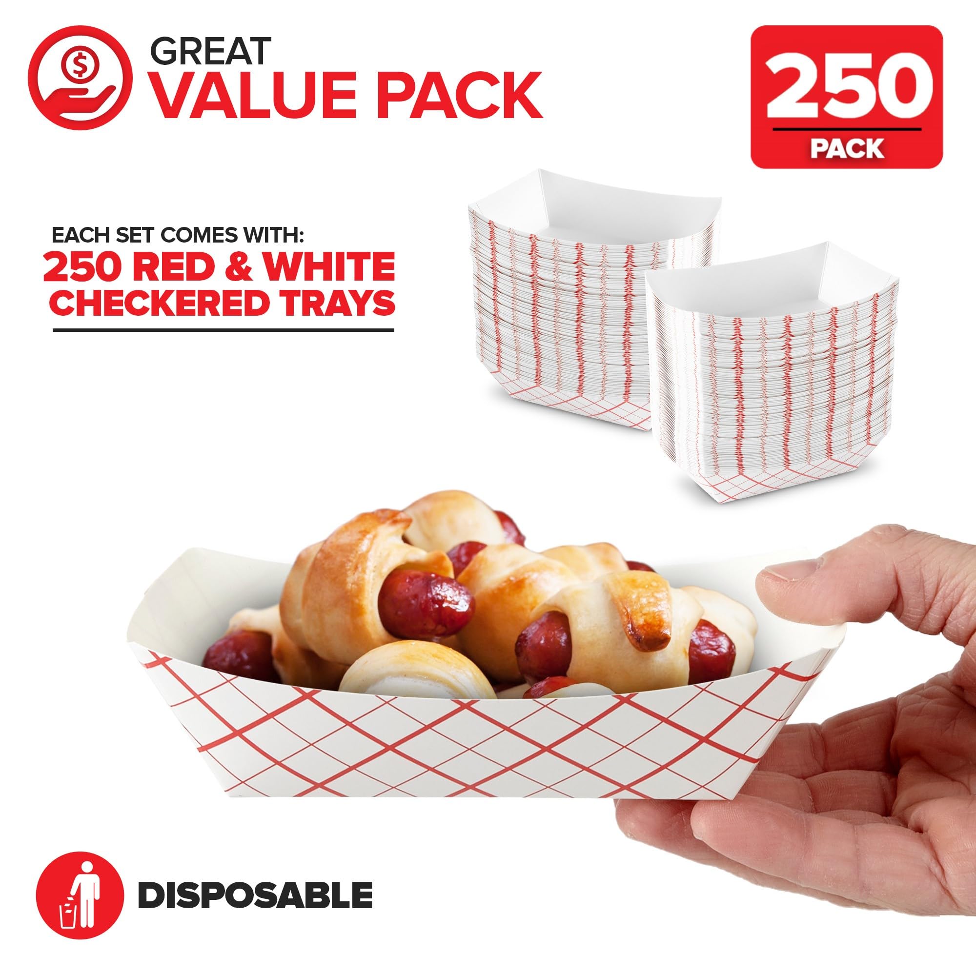 Foto 2 | Bandejas de Papel para Comida Stock Your Home a Cuadros 250 Piezas - Venta Internacional