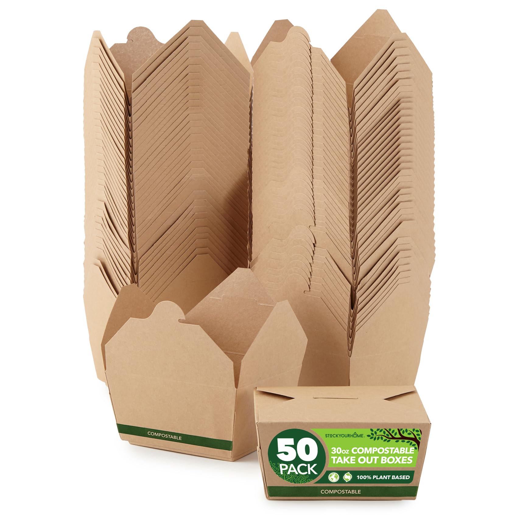 Foto 2 pulgar | (juego De 50) Recipientes Compostables Para Comida Para Llevar, 900 Ml - Venta Internacional.