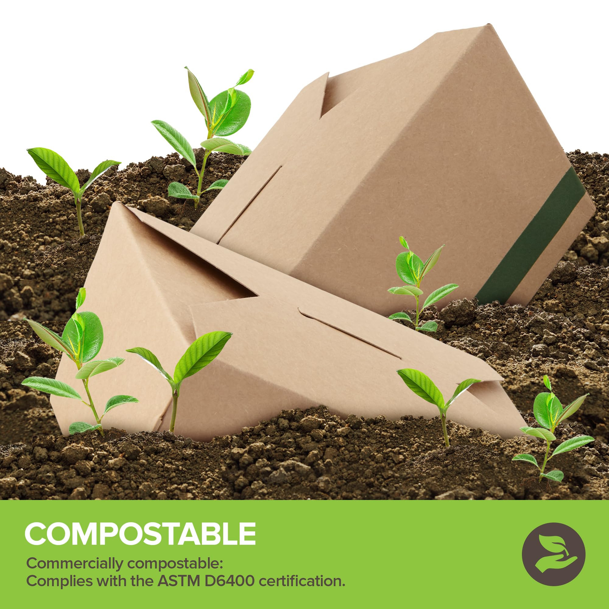 Foto 5 pulgar | (juego De 50) Recipientes Compostables Para Comida Para Llevar, 900 Ml - Venta Internacional.