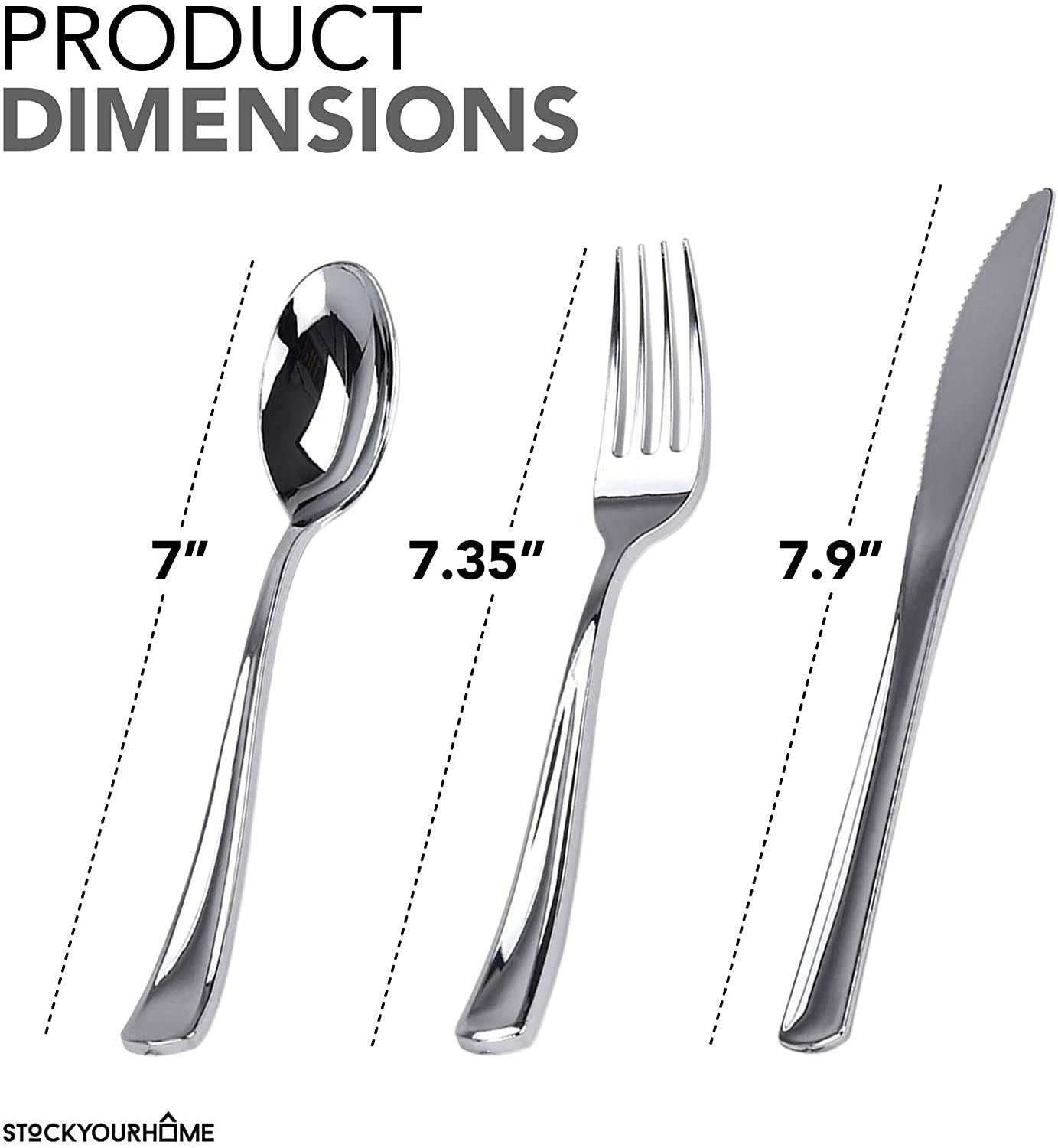 Foto 6 pulgar | Tenedores Desechables De Plástico Stock Your Home 125 Plateados 18 Cm - Venta Internacional.
