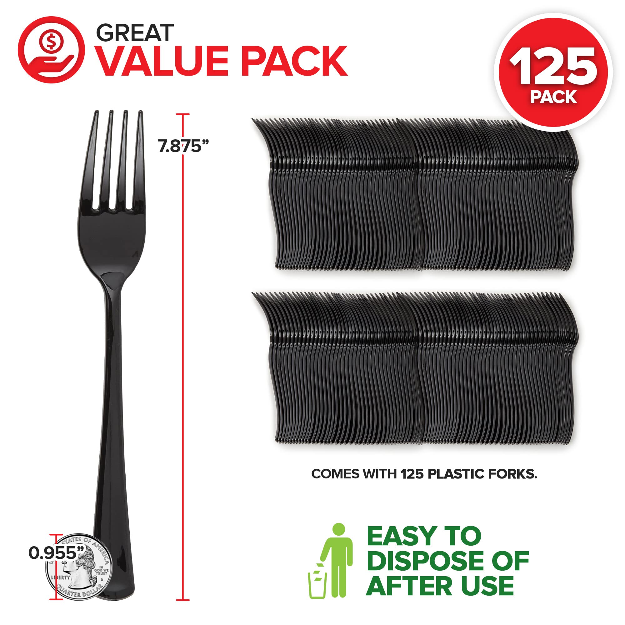 Foto 3 pulgar | Tenedores De Plástico Stock Your Home Desechables  125 Unidades  Negros - Venta Internacional.