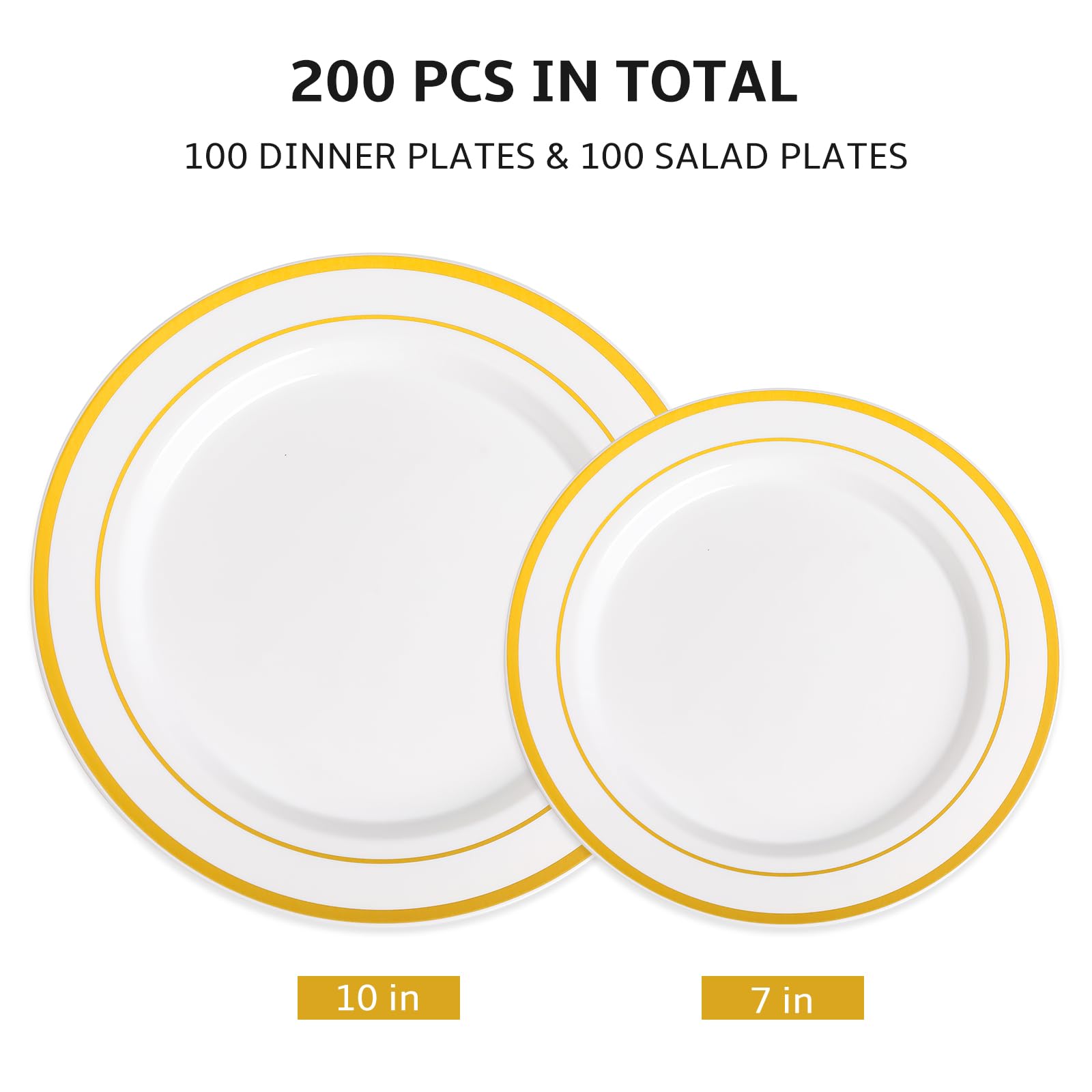 Foto 3 pulgar | Platos De Plástico Aozita  200 Unidades  Dorados  Desechables Para Fiestas - Venta Internacional.