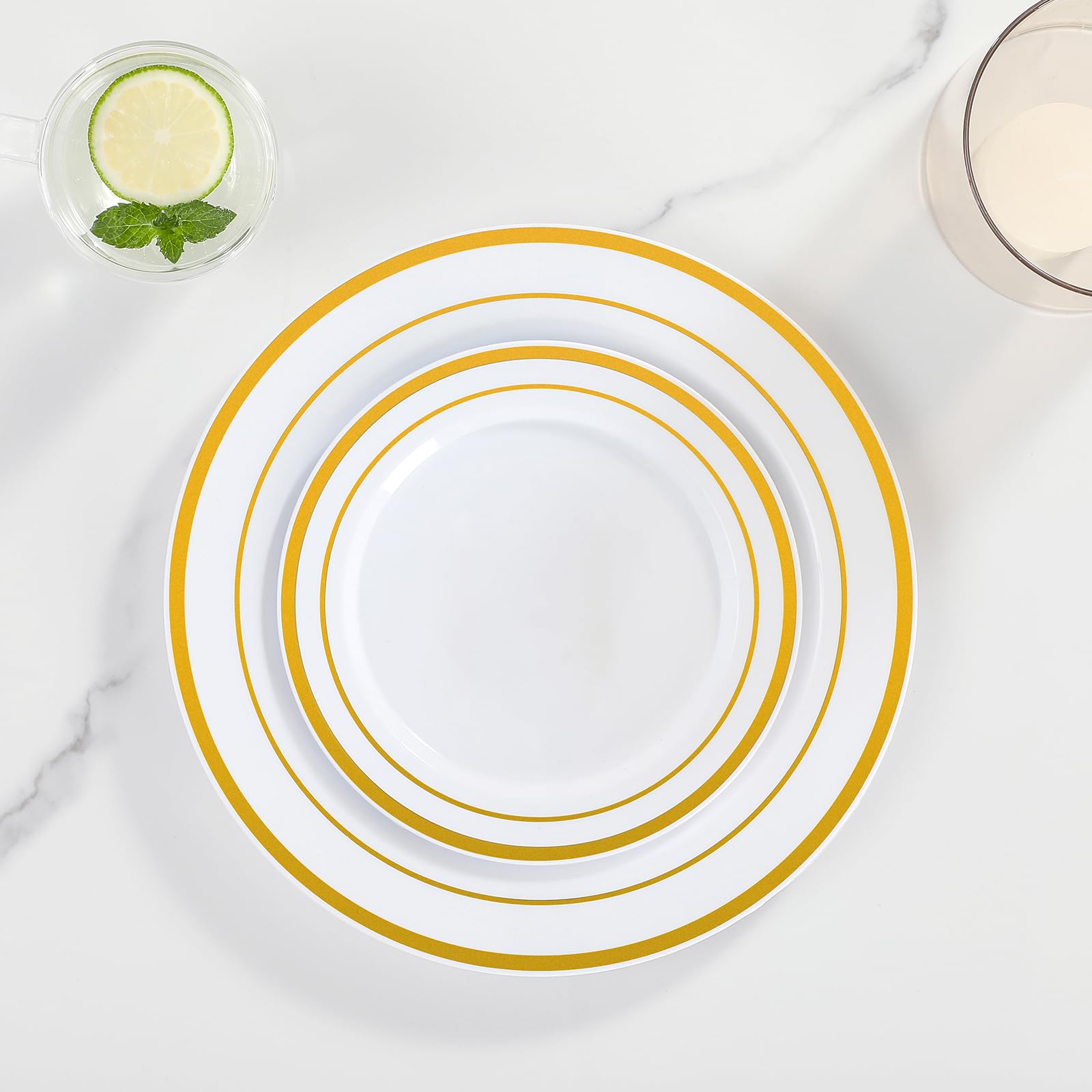 Foto 5 | Platos De Plástico Aozita  200 Unidades  Dorados  Desechables Para Fiestas - Venta Internacional.