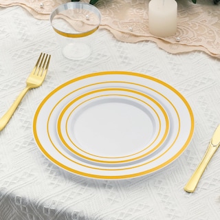 Foto 6 | Platos De Plástico Aozita 200 Unidades Dorados Desechables Para Fiestas - Venta Internacional.