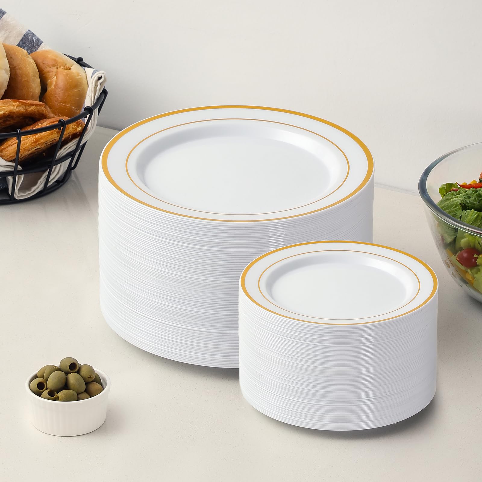 Foto 7 | Platos De Plástico Aozita  200 Unidades  Dorados  Desechables Para Fiestas - Venta Internacional.