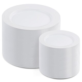 Foto 1 | Platos De Plástico Aozita 200 Unidades 100 Platos Para Cenar Y 100 Platos Para Ensalada - Venta Internacional.
